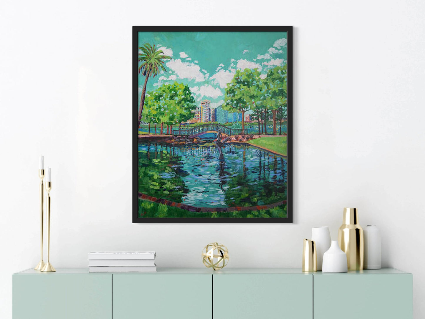 Waiting for Bigger Things original painting of Lake Eola in downtown Orlando