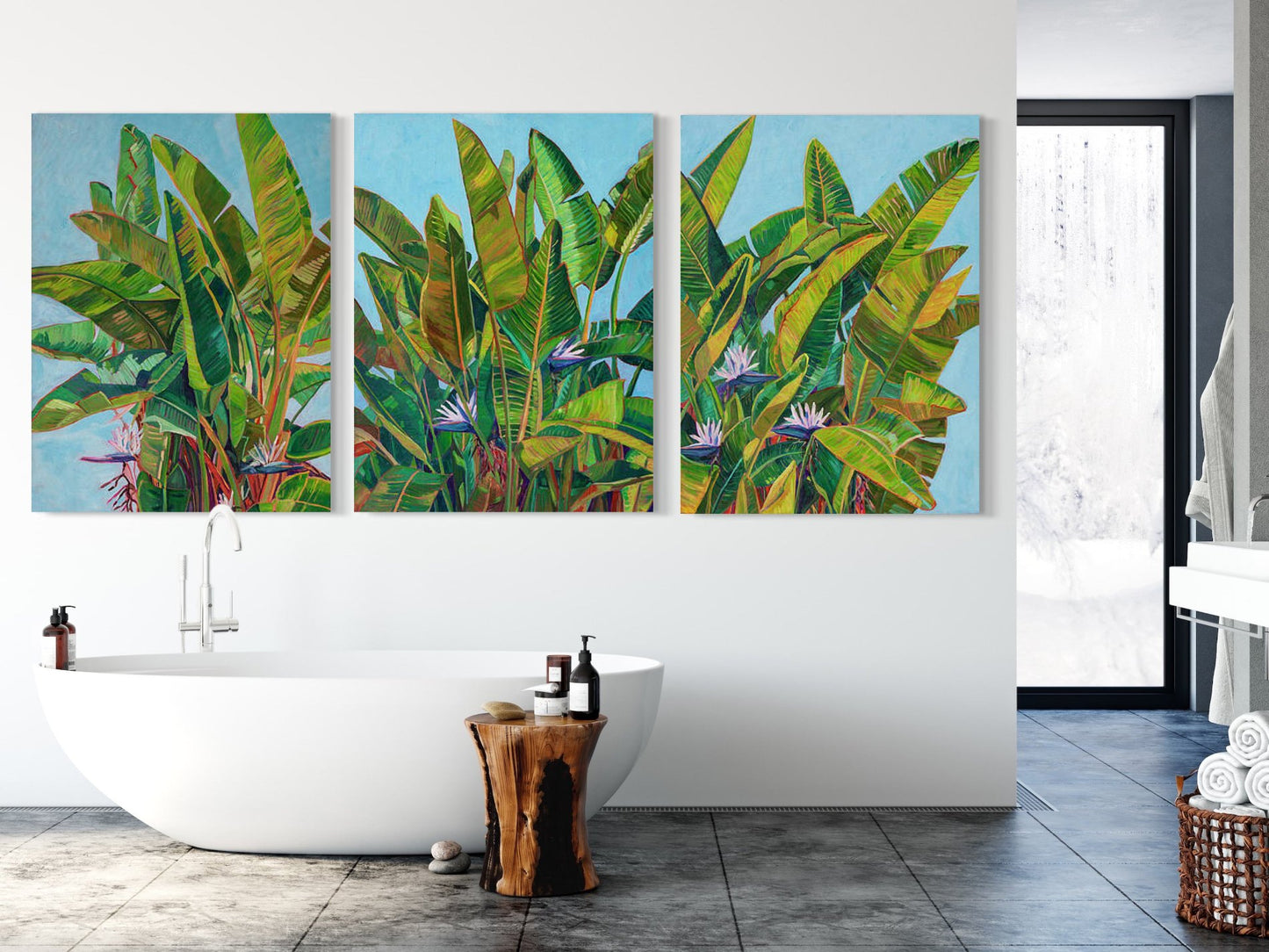 Bird of Paradise triptych original painting
