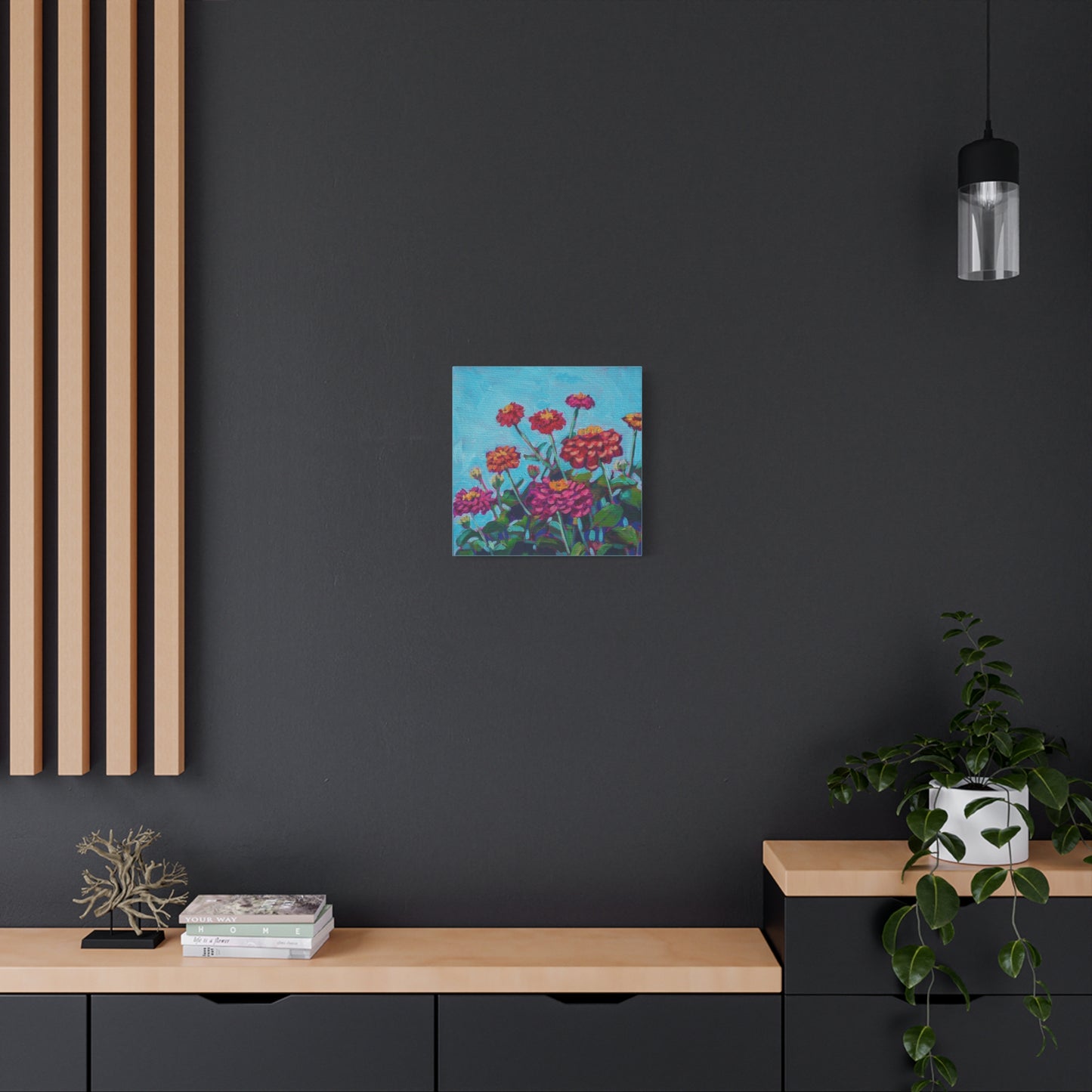 Happy Zinnias Floral—Matte Canvas, Stretched, 1.25"