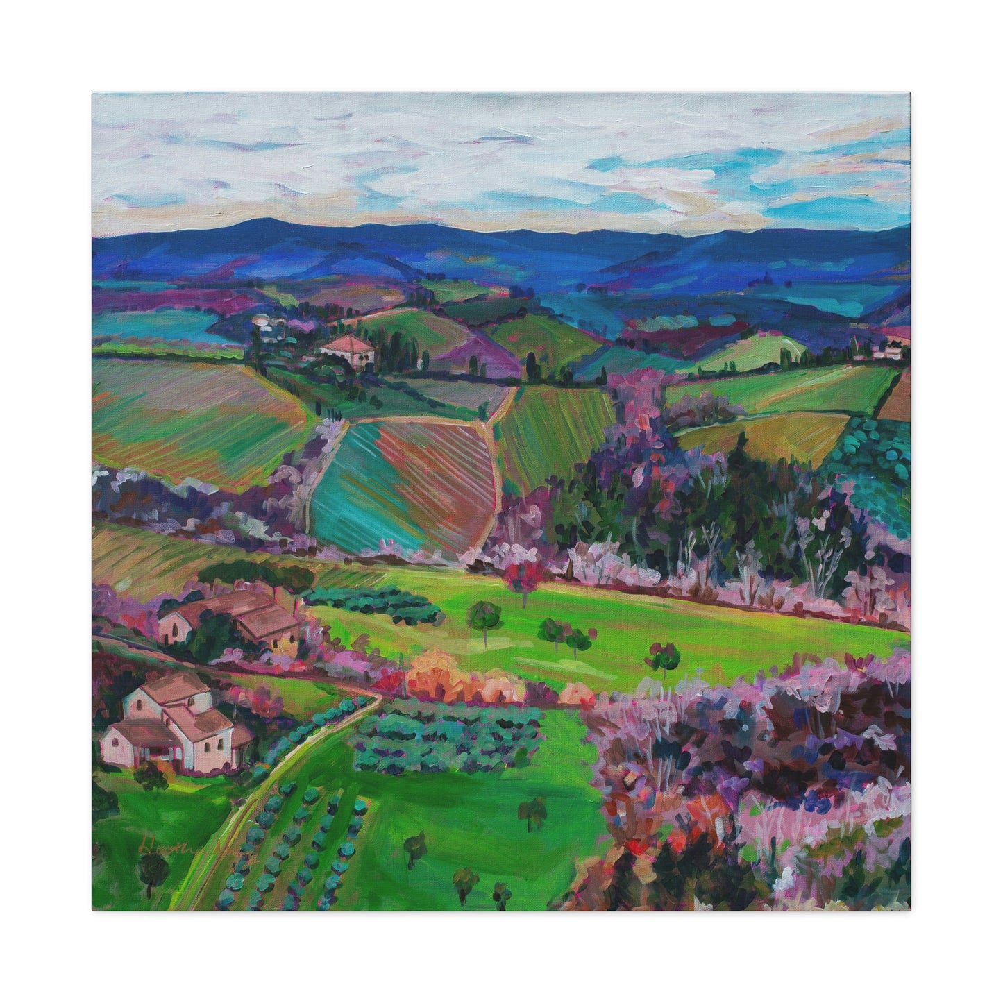 Rolling Tuscan farmland, Italy-Left Panel— Gallery Wrapped Canvas Reproduction