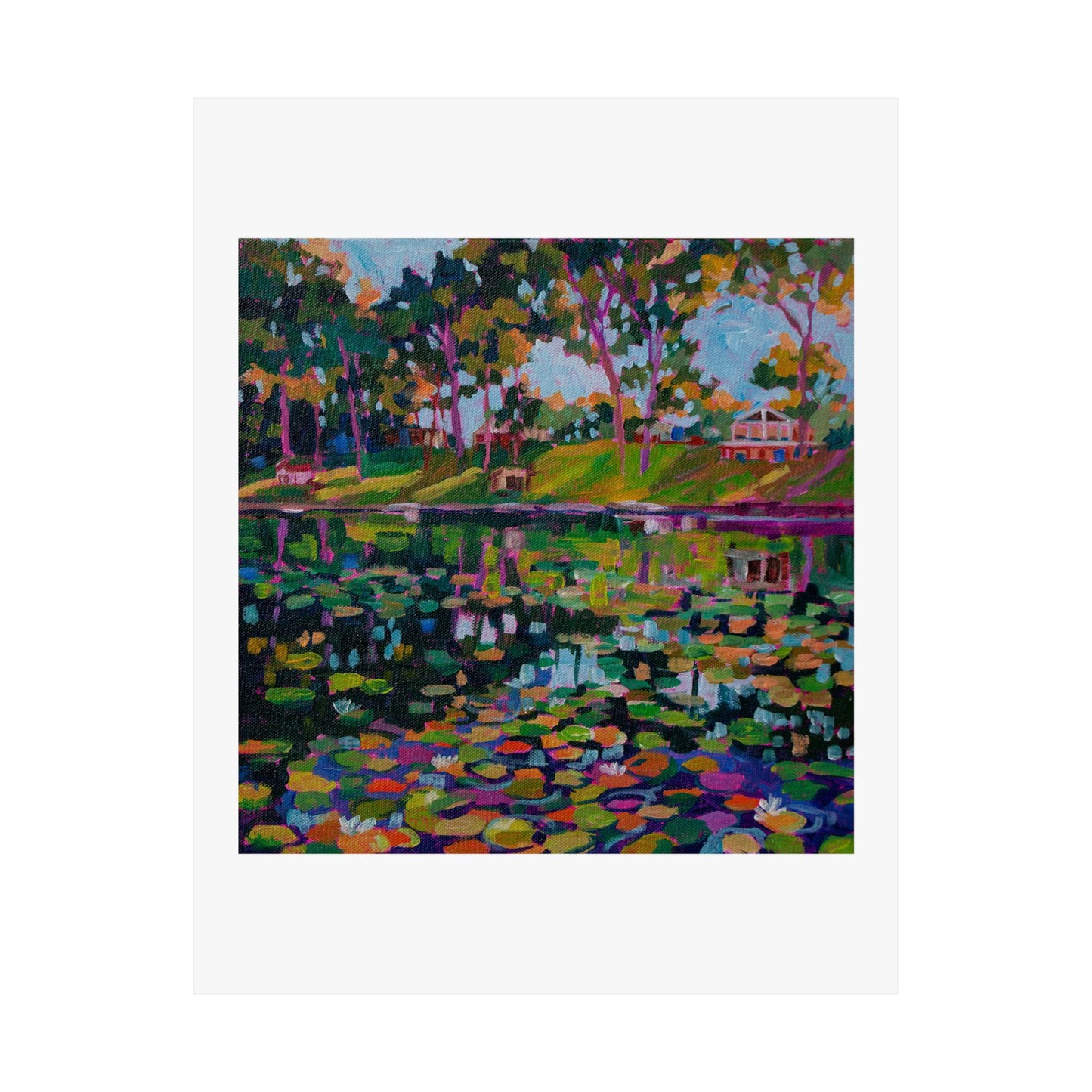 Lily pads on Pine Hill Lake— Matte Paper Poster Reproduction