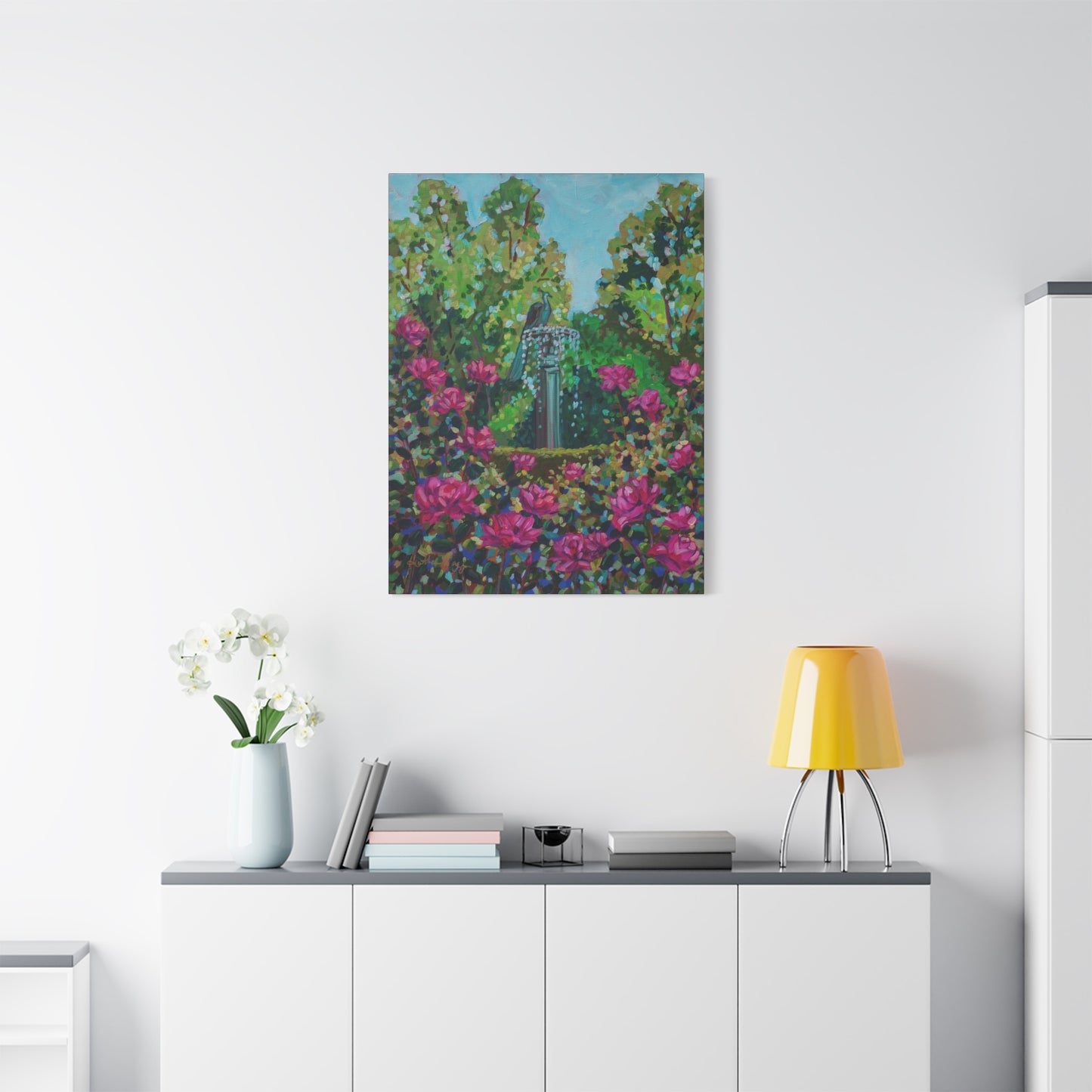 Peacock Fountain in the Rose Garden, Winter Park—Matte Canvas, Stretched, 1.25"