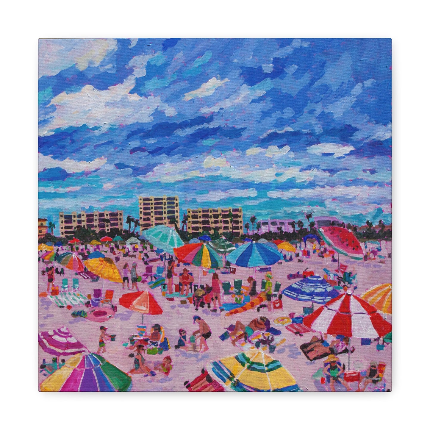 Busy Relaxing Beach Right Panel— Gallery Wrapped Canvas Reproductions