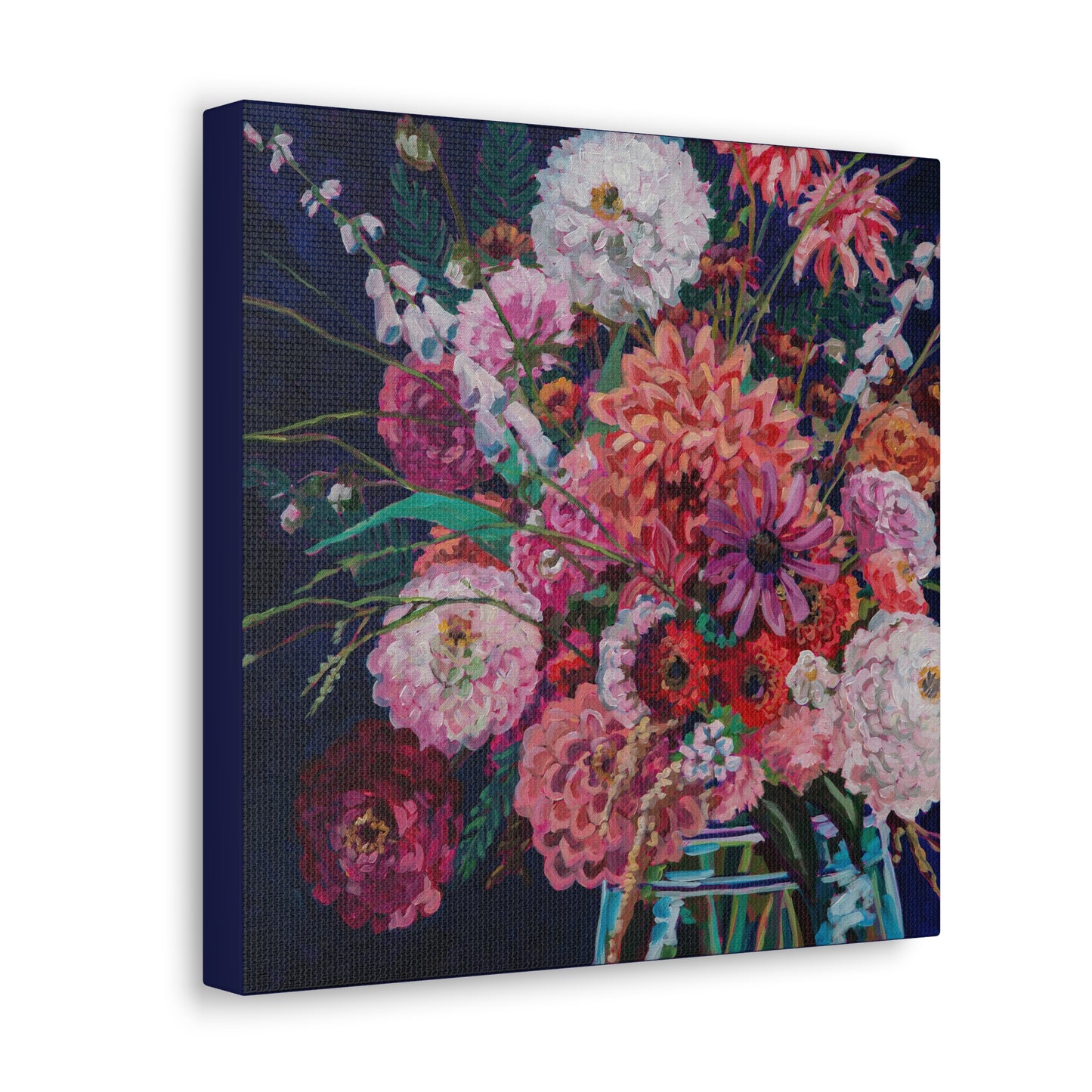 Fall Floral Still Life— Gallery Wrapped Canvas Reproduction with navy edges
