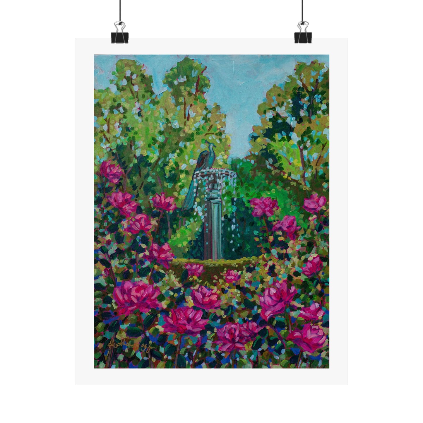 Peacock Fountain in the Rose Garden, Winter Park — Fine Art Matte Paper Reproduction