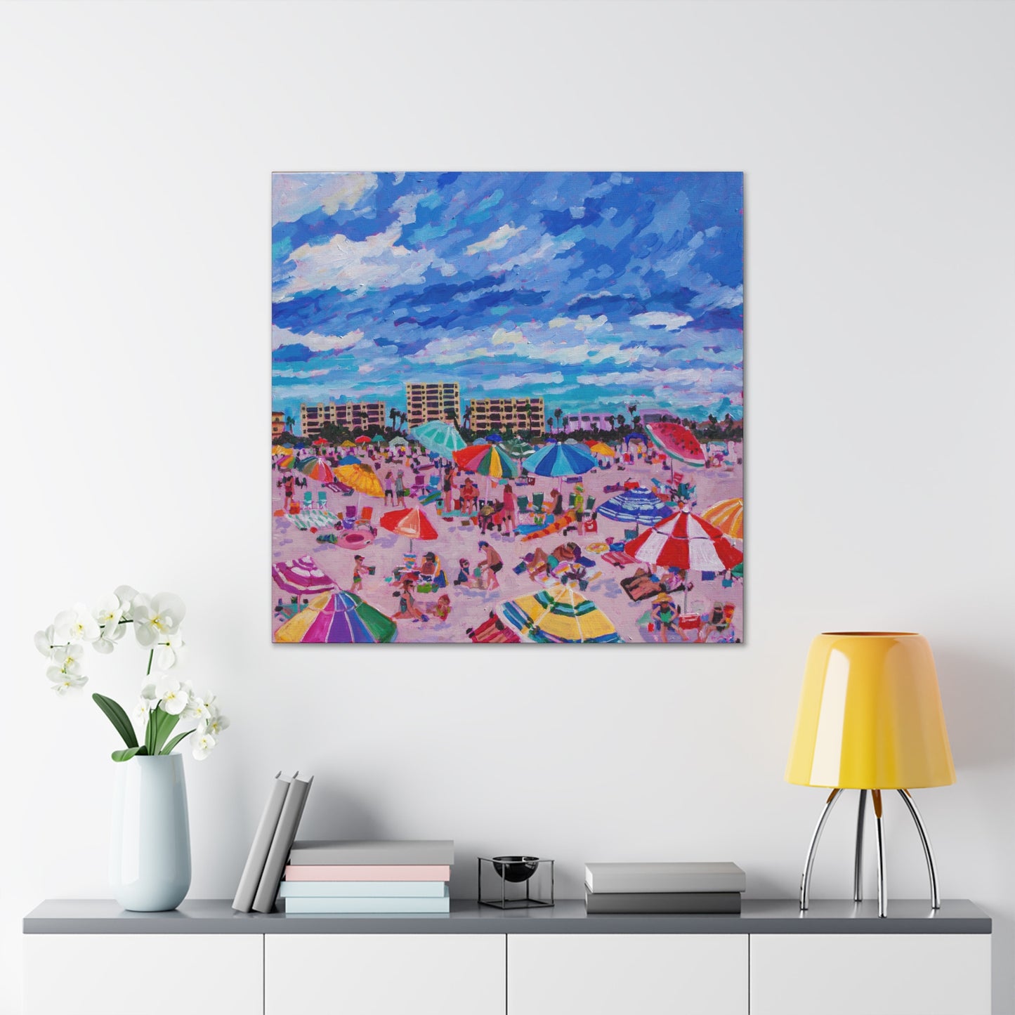 Busy Relaxing Beach Right Panel— Gallery Wrapped Canvas Reproductions
