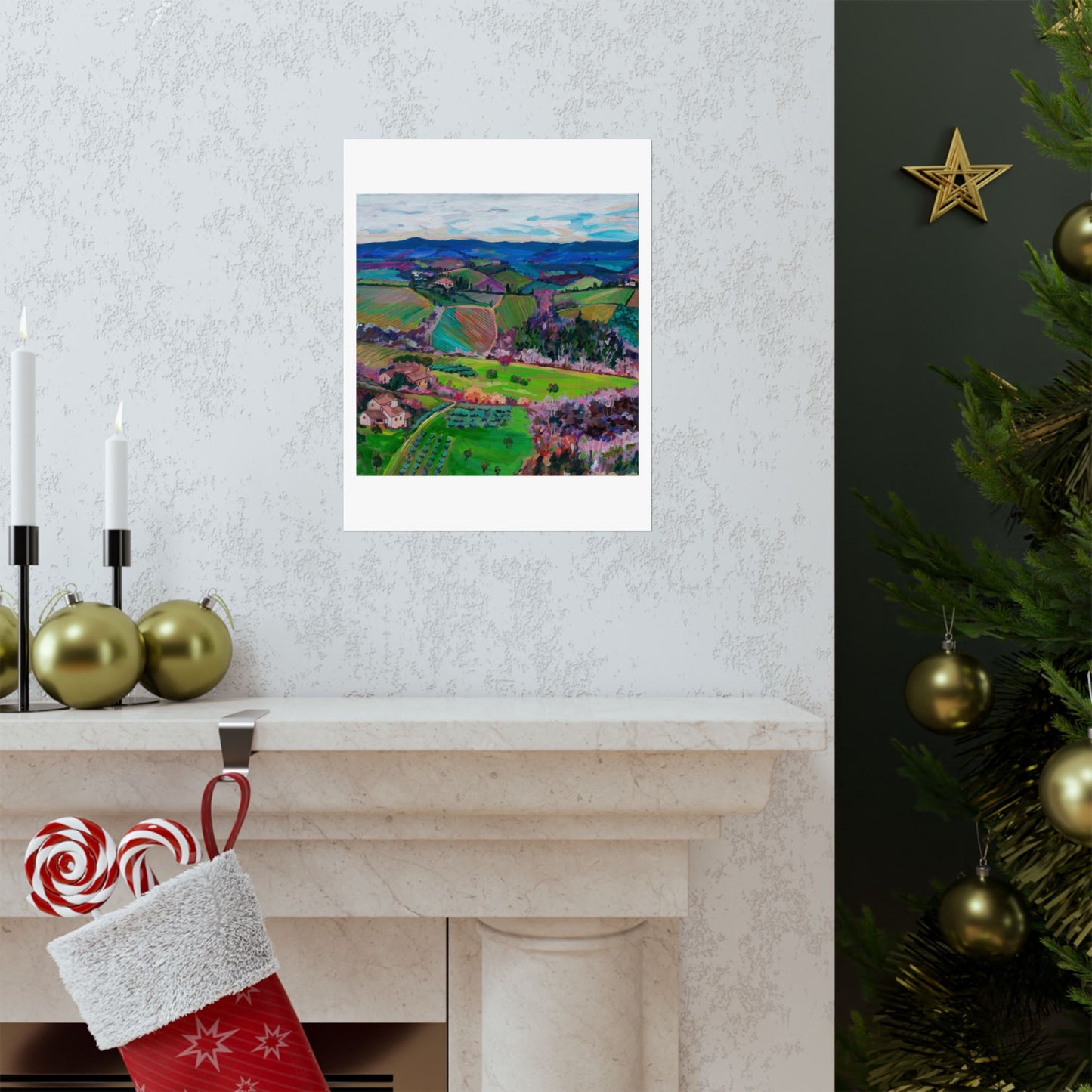 Rolling Tuscan farmland, Italy Left Panel— Matte Paper Poster Reproduction