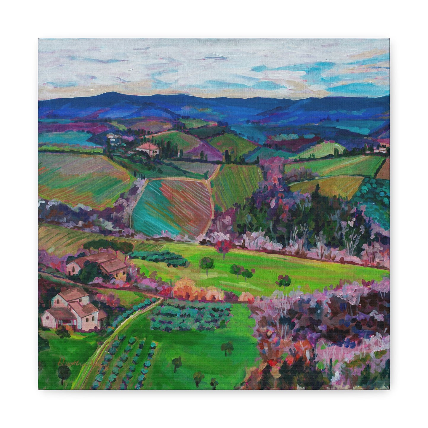 Rolling Tuscan farmland, Italy-Left Panel— Gallery Wrapped Canvas Reproduction