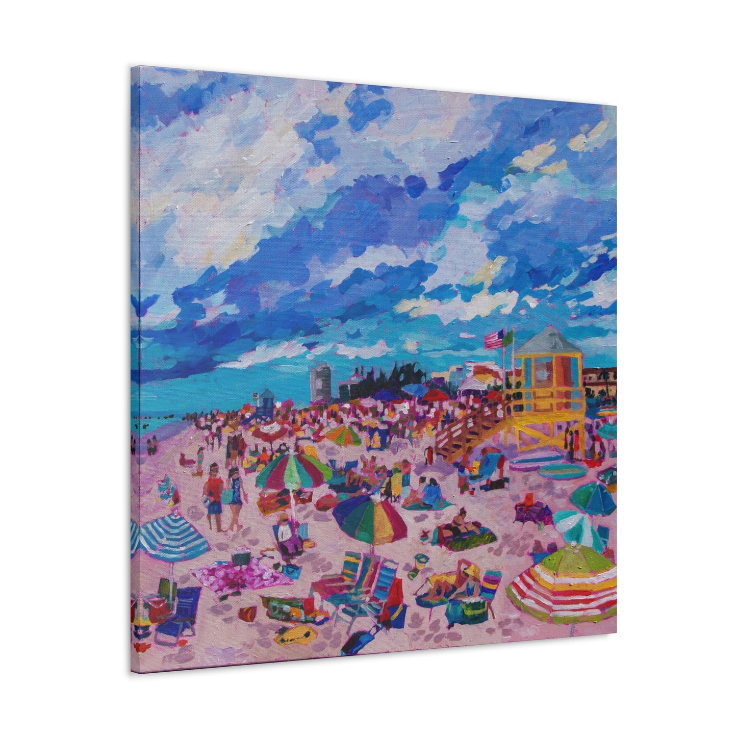 Busy Relaxing Beach Middle Panel— Gallery Wrapped Canvas Reproductions