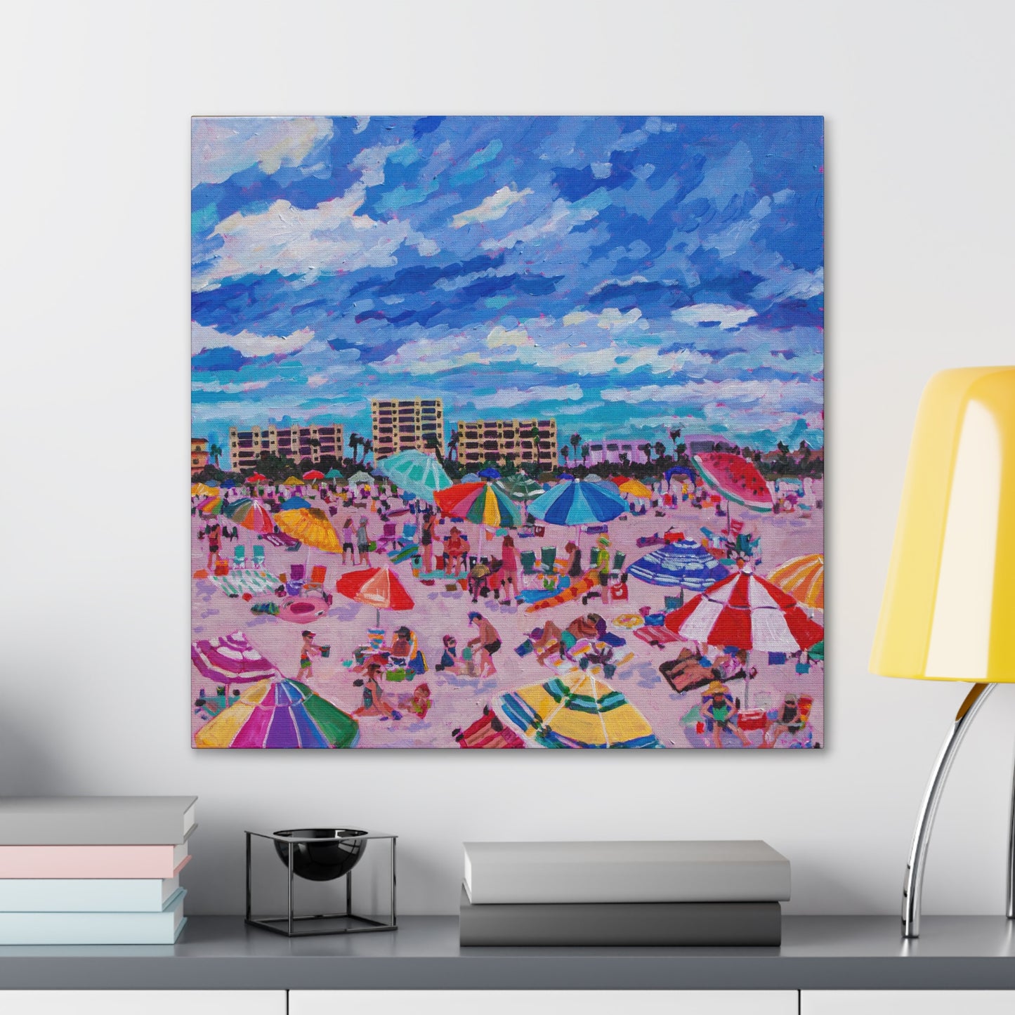 Busy Relaxing Beach Right Panel— Gallery Wrapped Canvas Reproductions