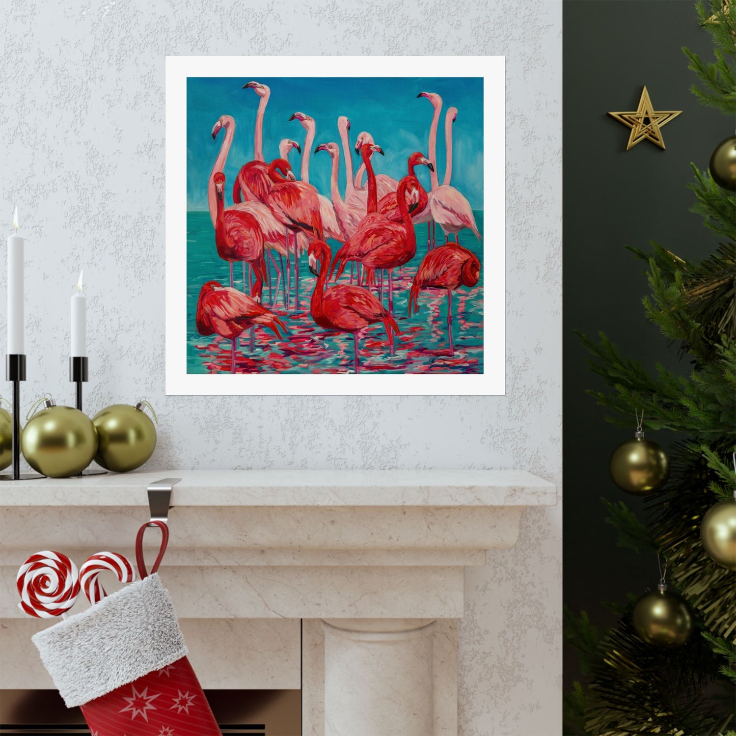 Flamboyance of Flamingos— Matte Paper Poster Reproduction