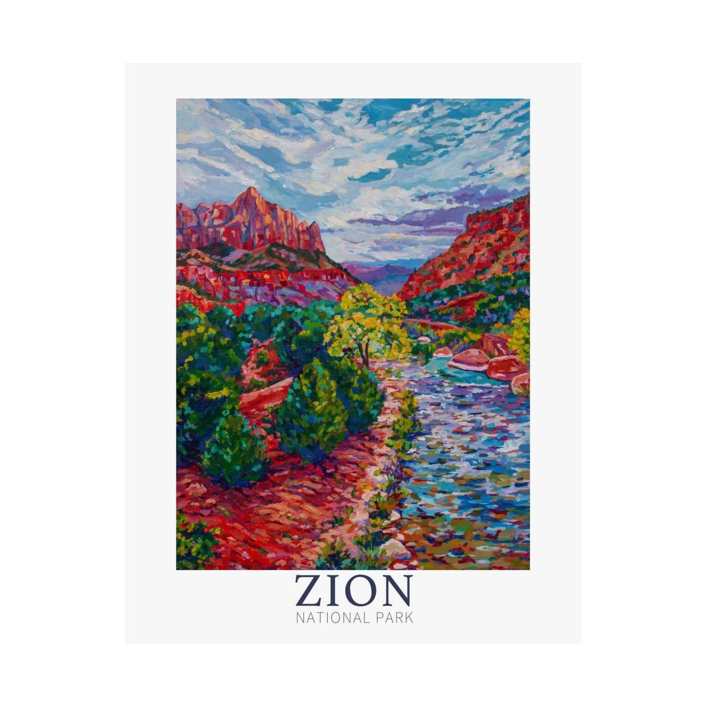 NP-12 | Zion National Park fine art print, Southwest, Utah outdoor adventure lover souvenir poster, artist Heather Nagy