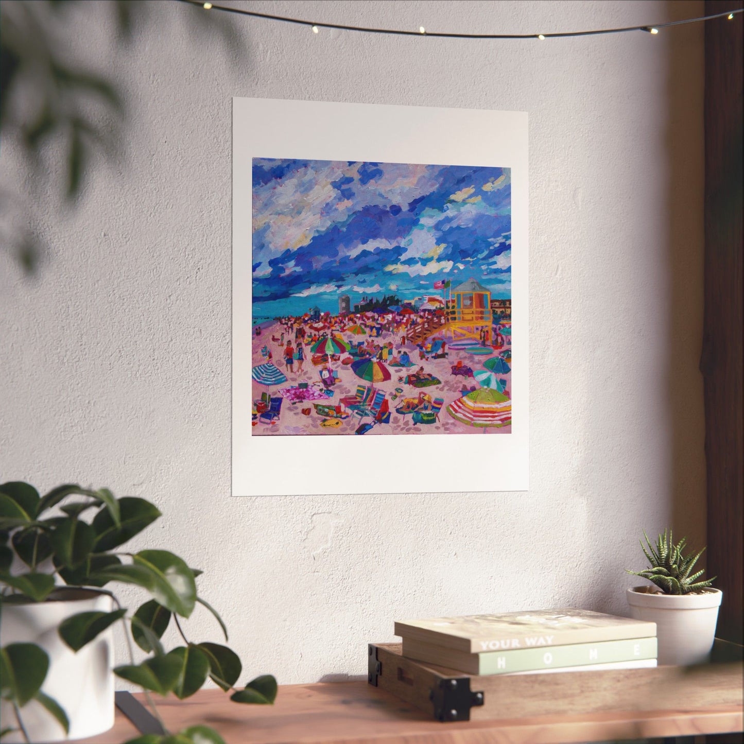Busy Relaxing Beach Middle Panel— Matte Paper Poster Reproduction