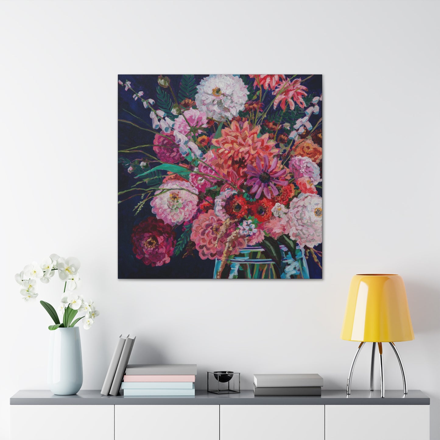 Fall Floral Still Life— Gallery Wrapped Canvas Reproduction with navy edges