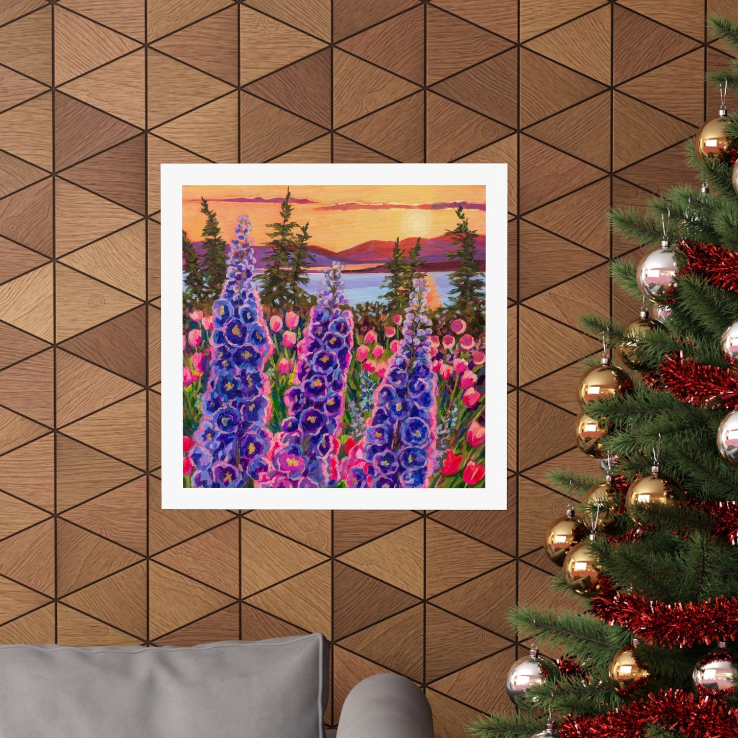 Wonder garden series- Delphinium trio— Matte Paper Poster Reproduction