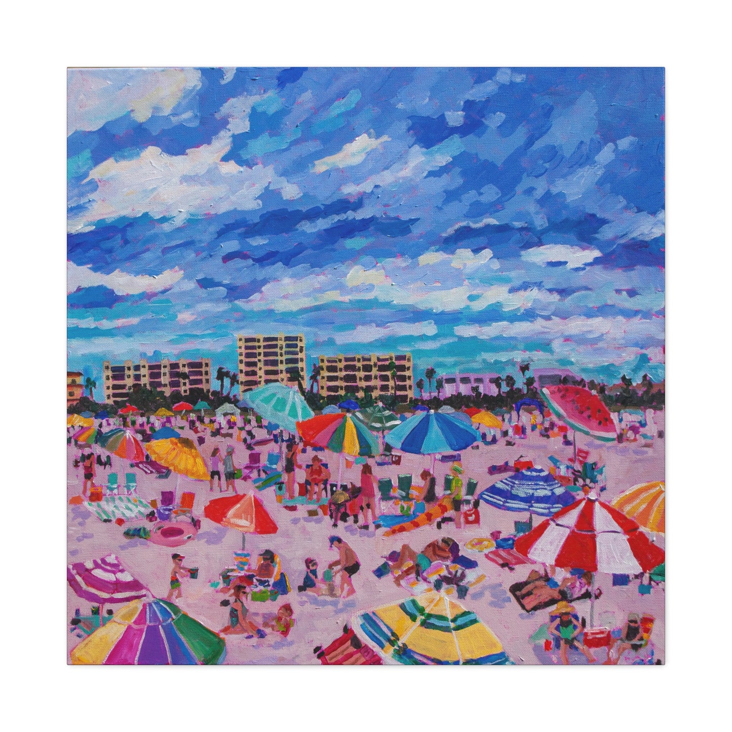 Busy Relaxing Beach Right Panel— Gallery Wrapped Canvas Reproductions