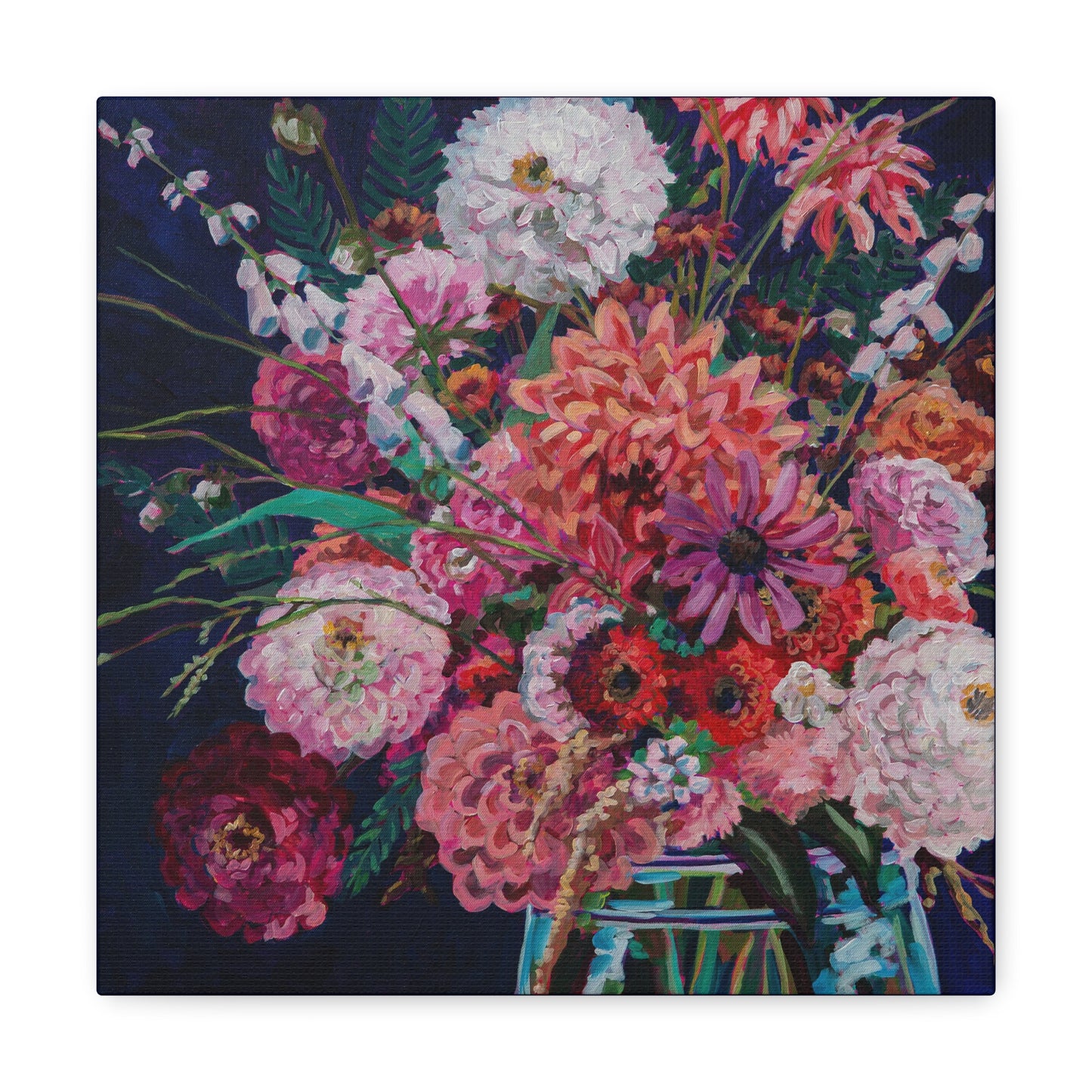 Fall Floral Still Life— Gallery Wrapped Canvas Reproduction with navy edges