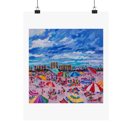 Busy Relaxing Beach Right Panel— Matte Paper Poster Reproduction