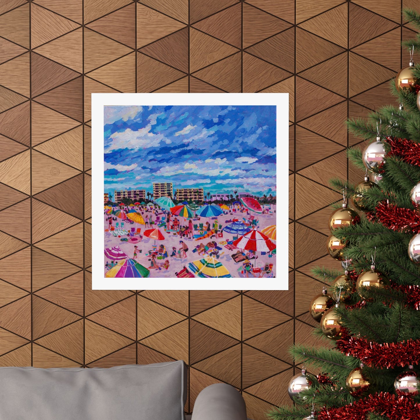 Busy Relaxing Beach Right Panel— Matte Paper Poster Reproduction