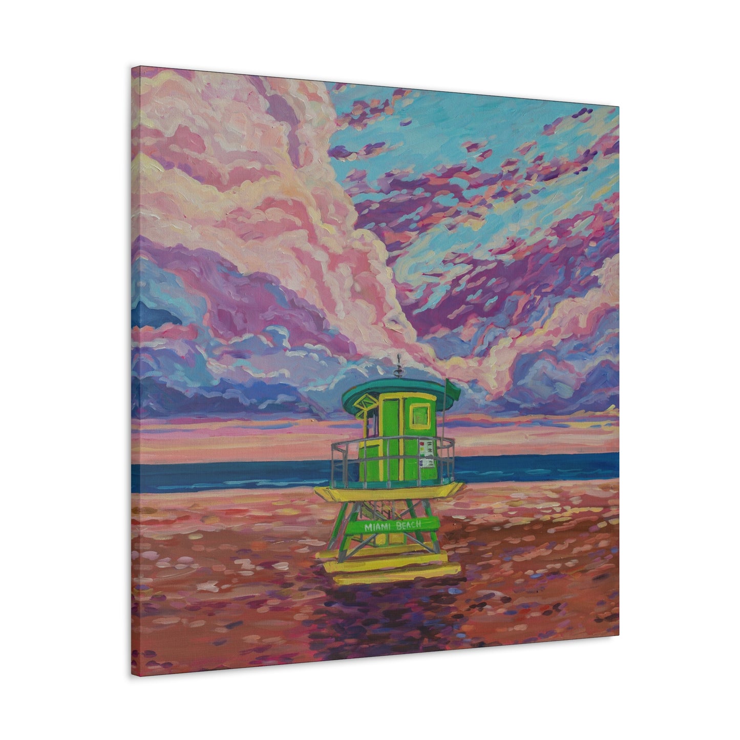 Green lifeguard station Miami Beach— Gallery Wrapped Canvas Reproductions