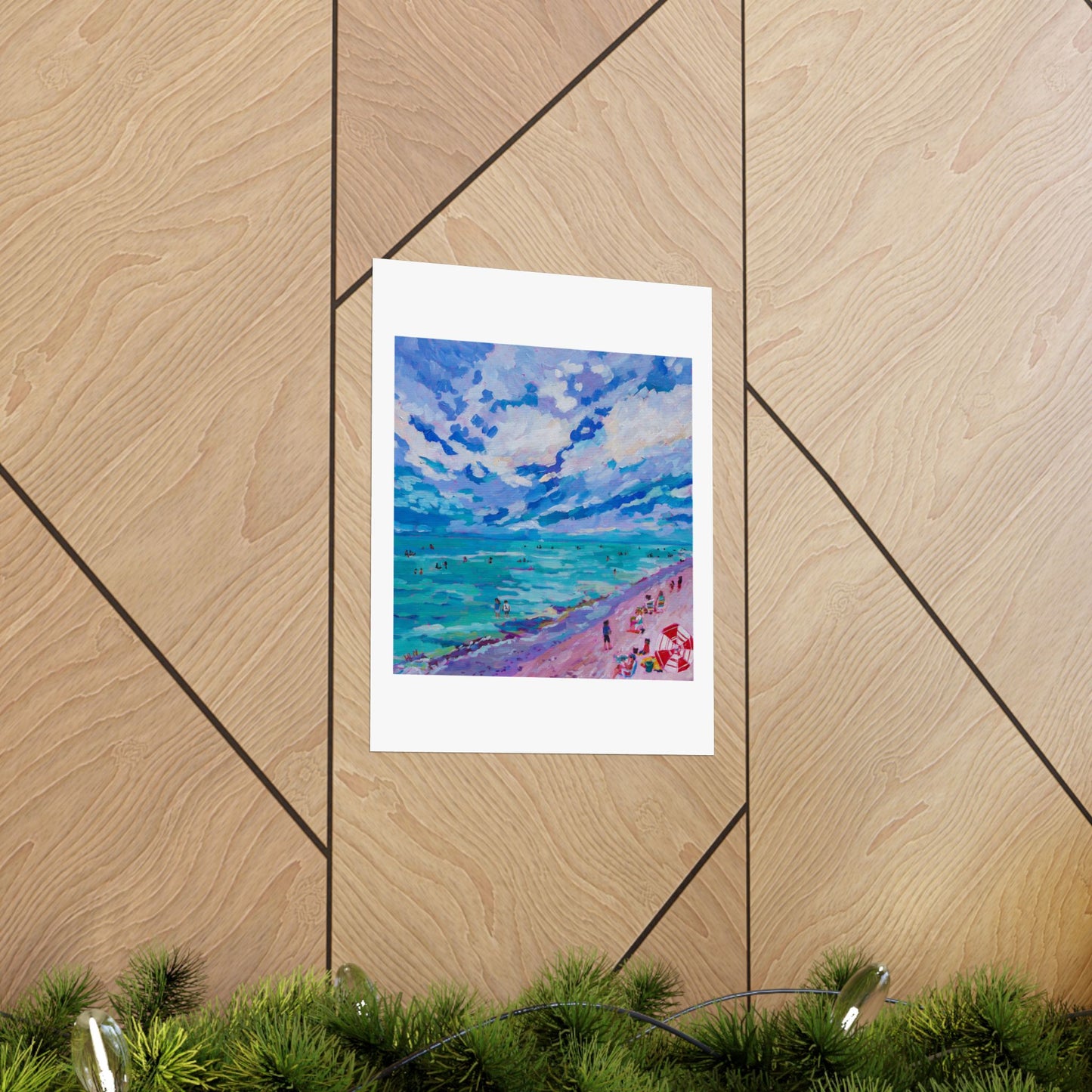 Busy Relaxing Beach Left Panel— Matte Paper Poster Reproduction
