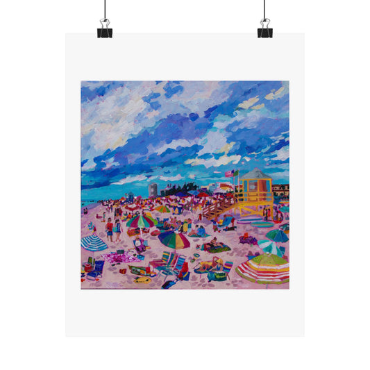 Busy Relaxing Beach Middle Panel— Matte Paper Poster Reproduction