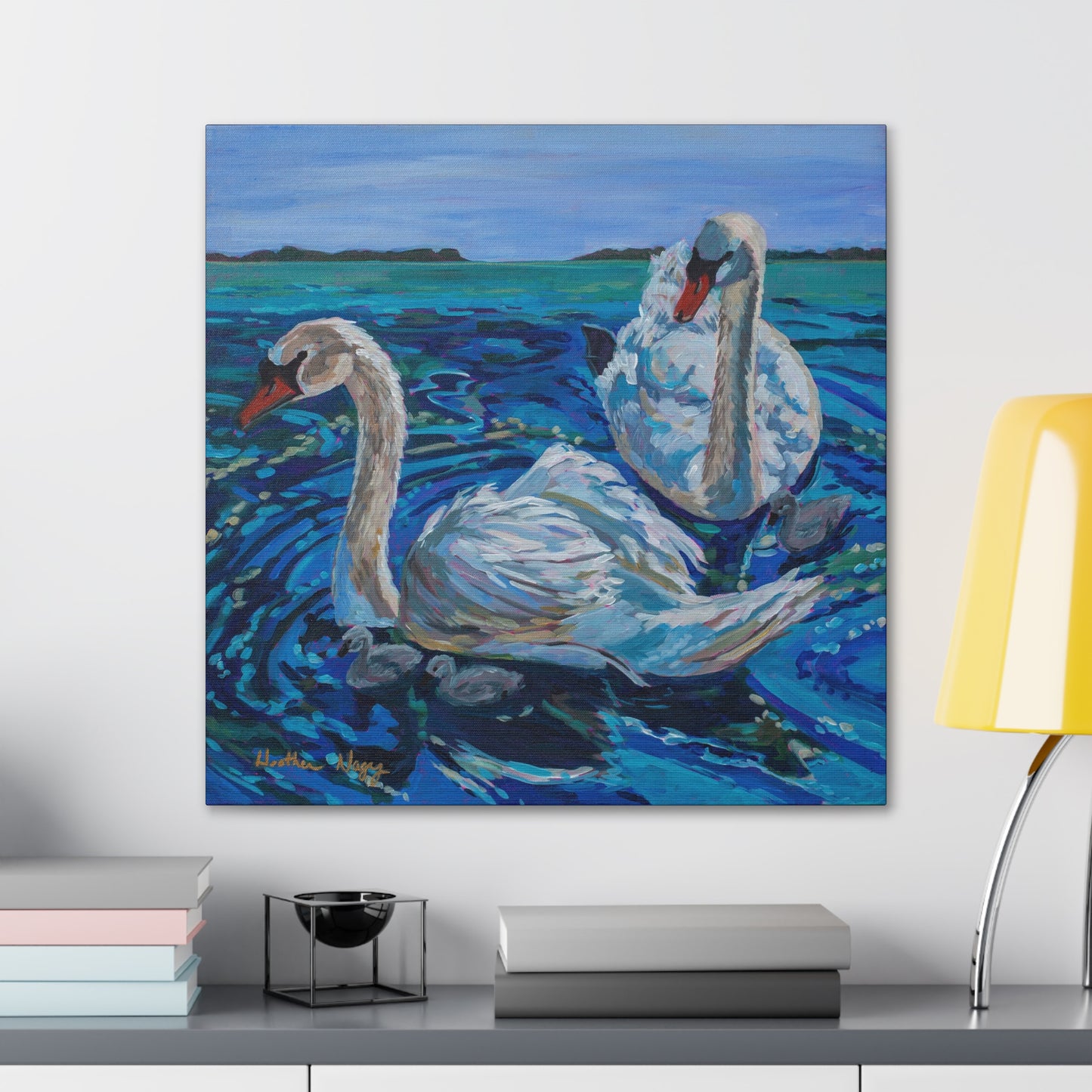 Mute Swan Family— Gallery Wrapped Canvas Reproduction