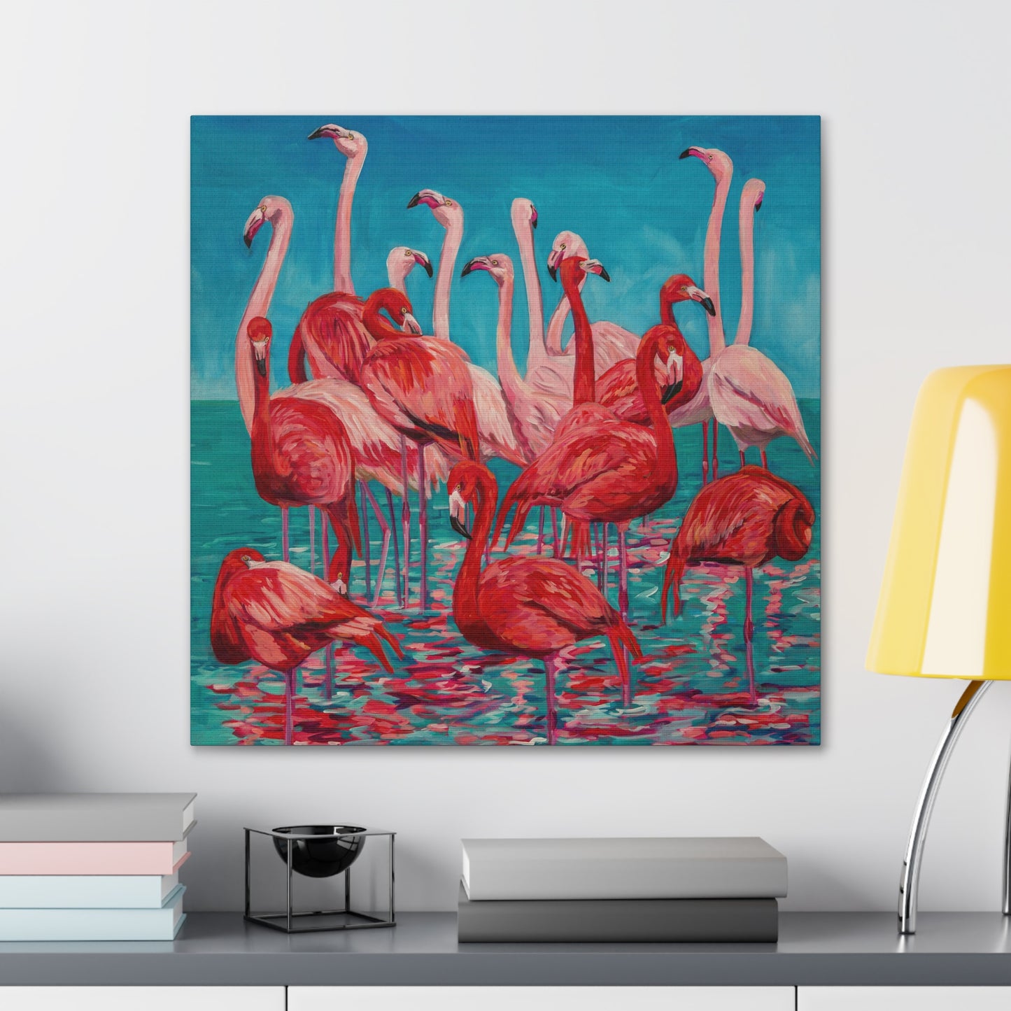 Flamboyance of Flamingos— Gallery Wrapped Canvas Reproduction