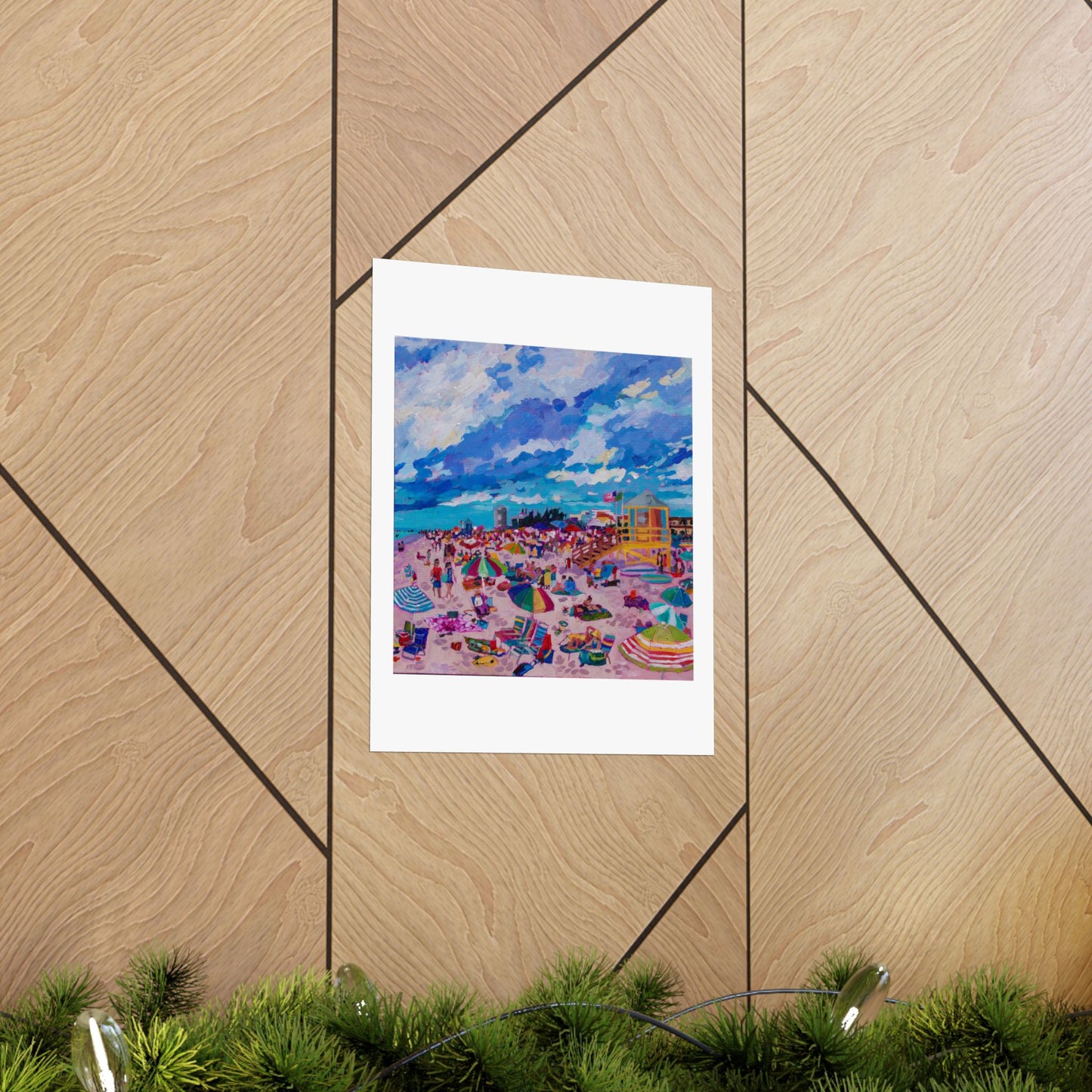 Busy Relaxing Beach Middle Panel— Matte Paper Poster Reproduction