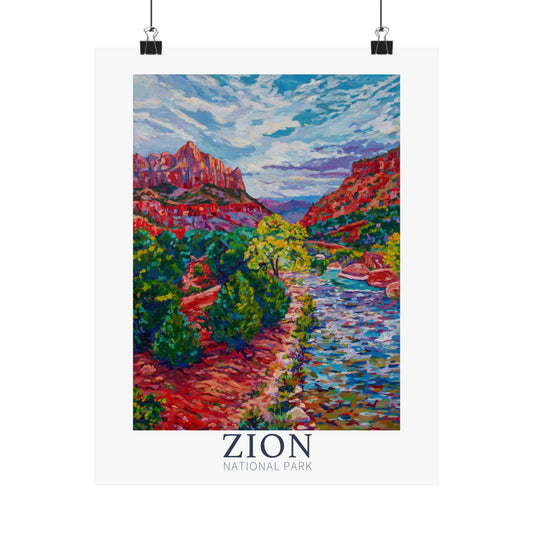 NP-12 | Zion National Park fine art print, Southwest, Utah outdoor adventure lover souvenir poster, artist Heather Nagy