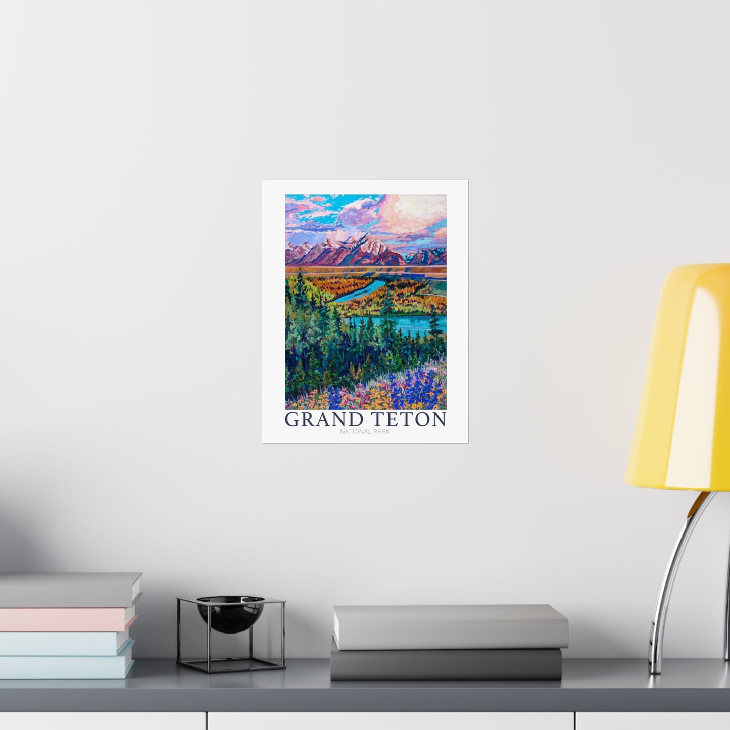NP-8 | Grand Tetons National Park fine art print, Jackson Hole, Wyoming outdoor adventure lover souvenir poster, artist Heather Nagy