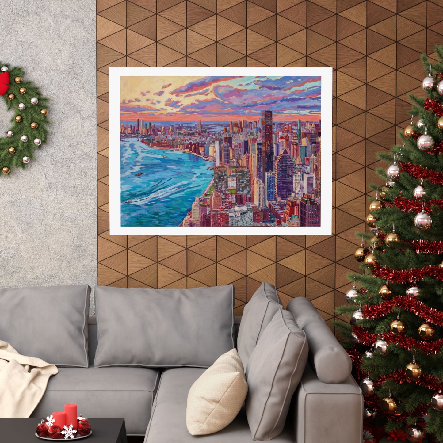 Midtown Manhattan Sunrise- left panel—Matte Horizontal Posters