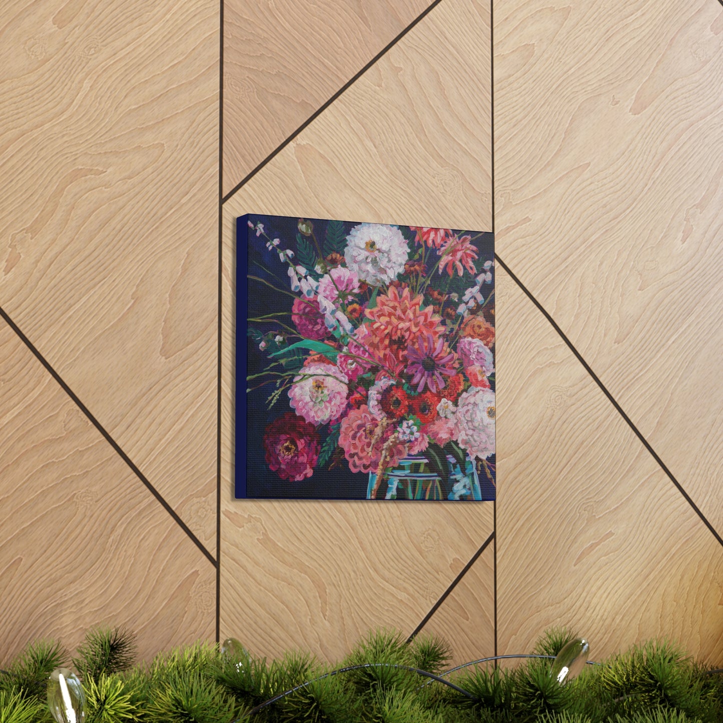 Fall Floral Still Life— Gallery Wrapped Canvas Reproduction with navy edges