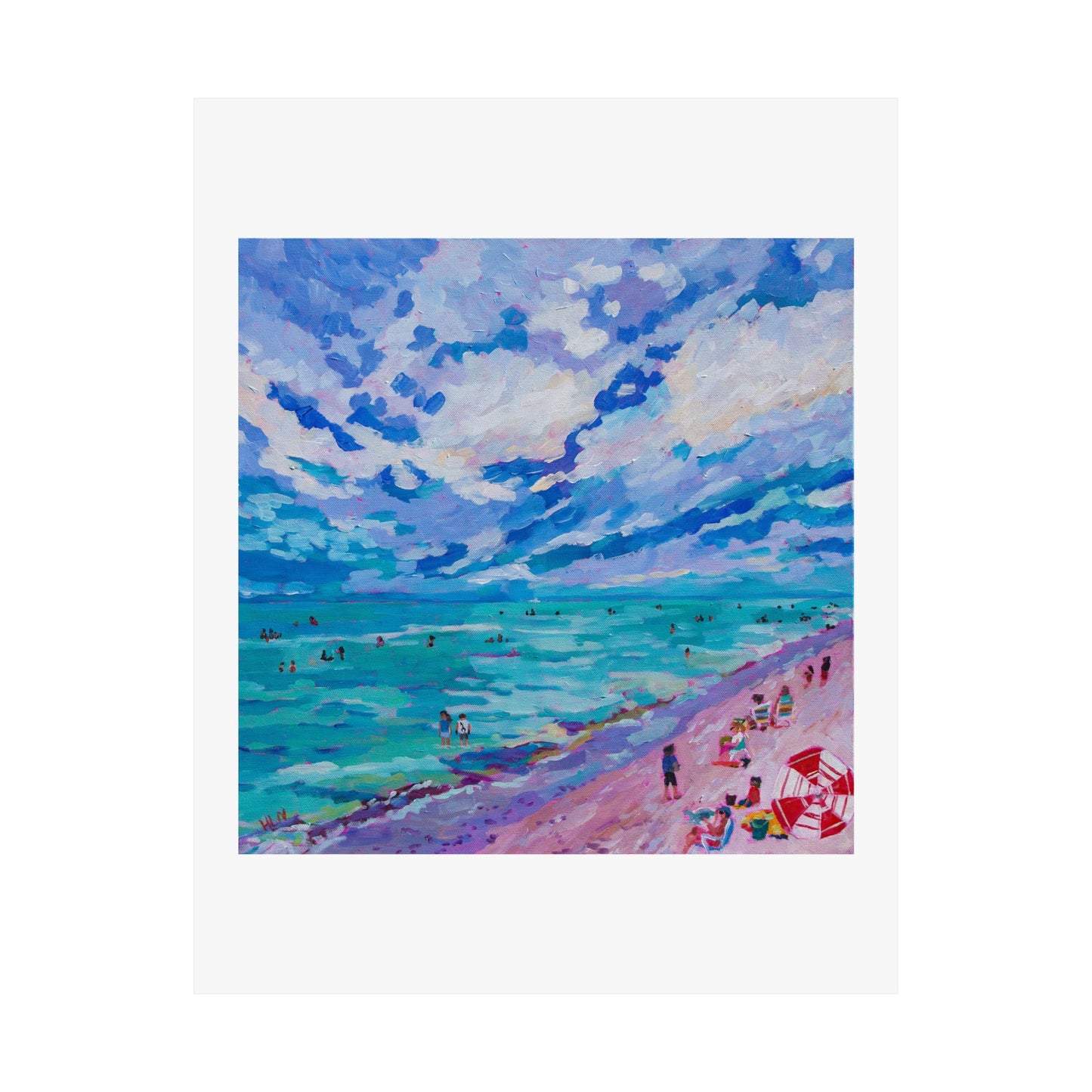 Busy Relaxing Beach Left Panel— Matte Paper Poster Reproduction