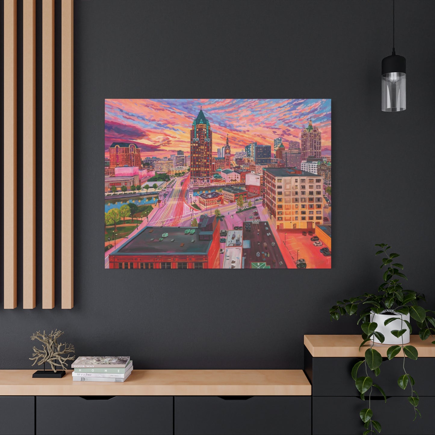 Golden glow- Milwaukee— Gallery Wrapped Canvas Reproduction