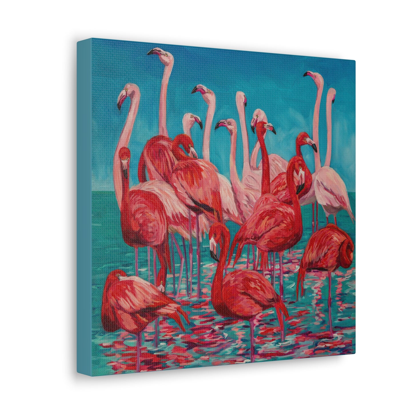 Flamboyance of Flamingos— Gallery Wrapped Canvas Reproduction