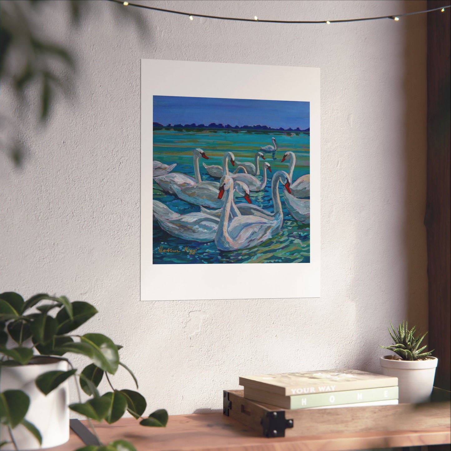 Bevy of Mute Swans— Matte Paper Poster Reproduction