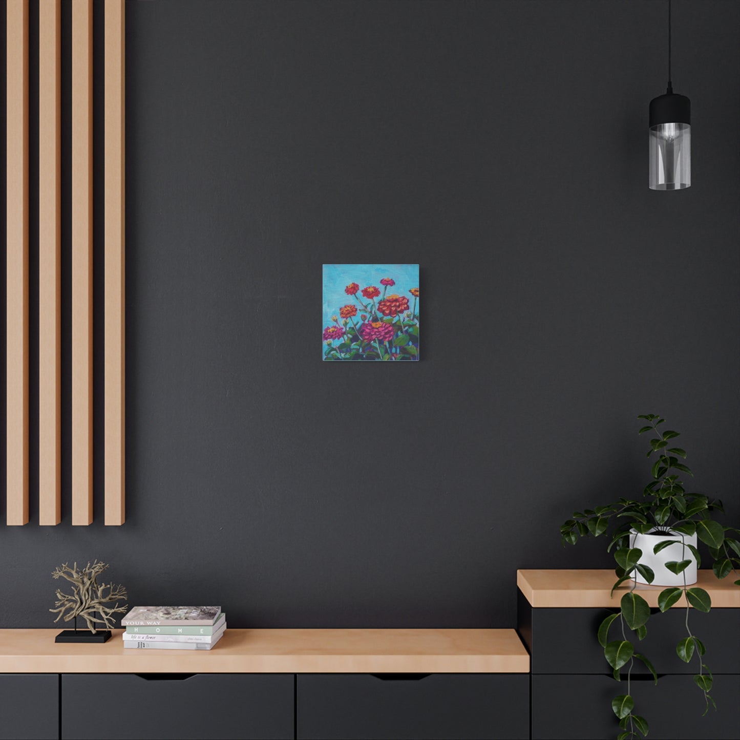 Happy Zinnias Floral—Matte Canvas, Stretched, 1.25"