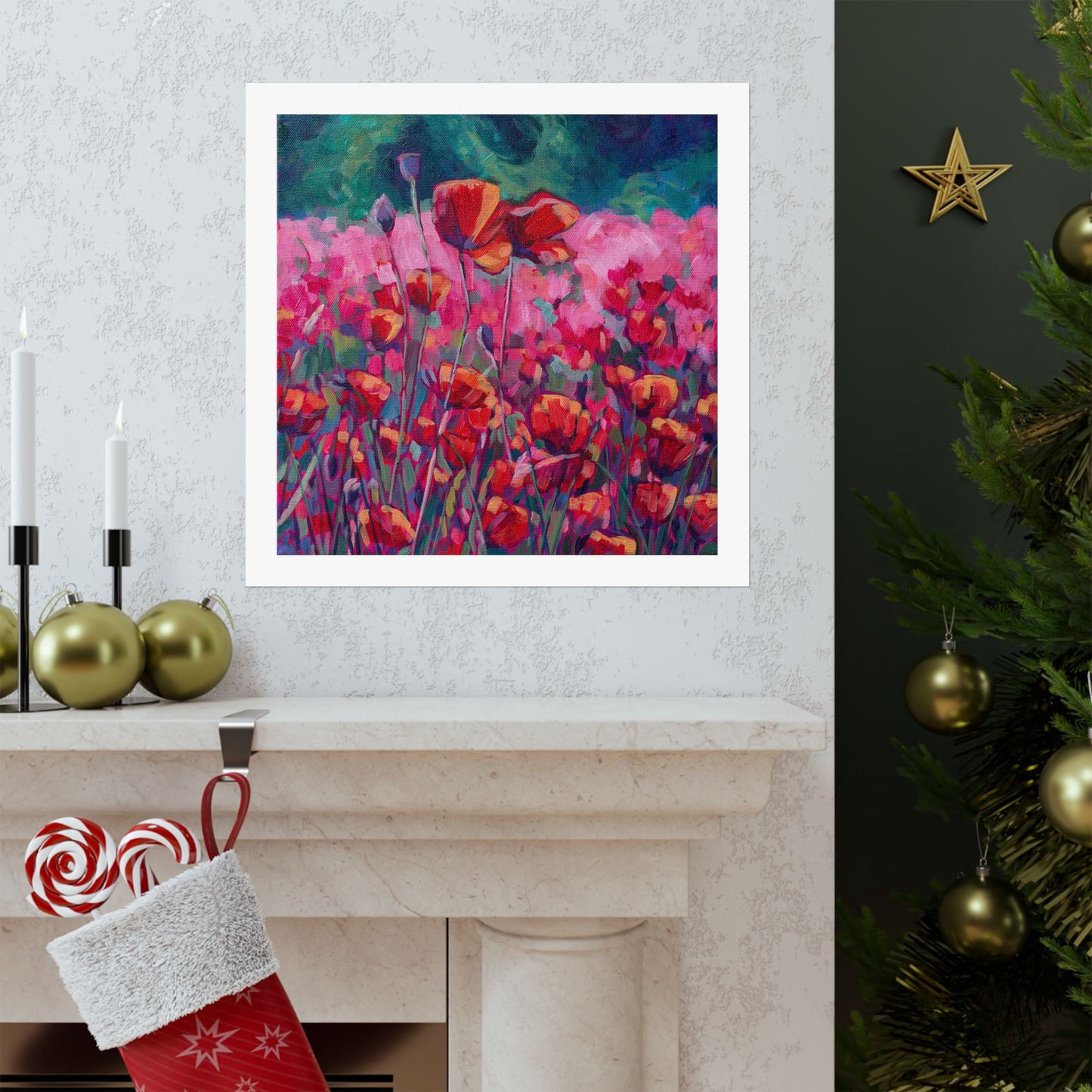 Poppies Floral— Matte Paper Poster Reproduction