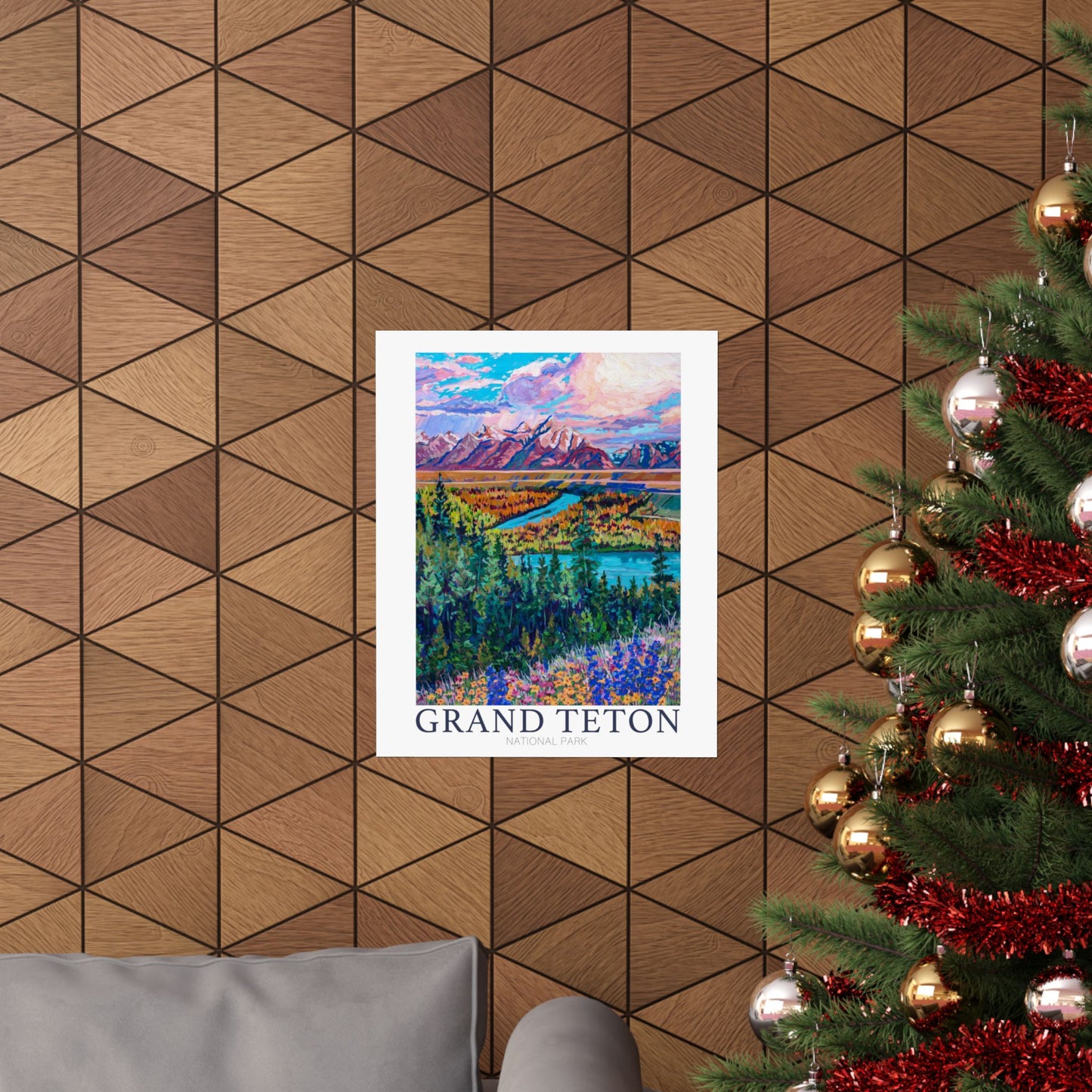 NP-8 | Grand Tetons National Park fine art print, Jackson Hole, Wyoming outdoor adventure lover souvenir poster, artist Heather Nagy