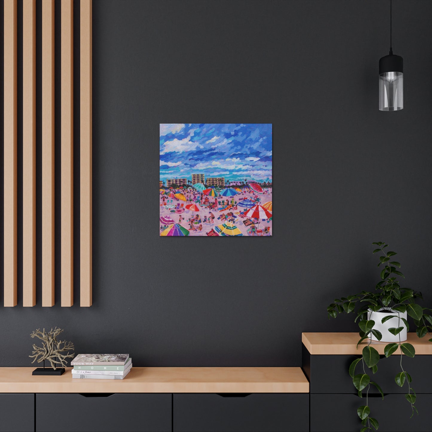 Busy Relaxing Beach Right Panel— Gallery Wrapped Canvas Reproductions