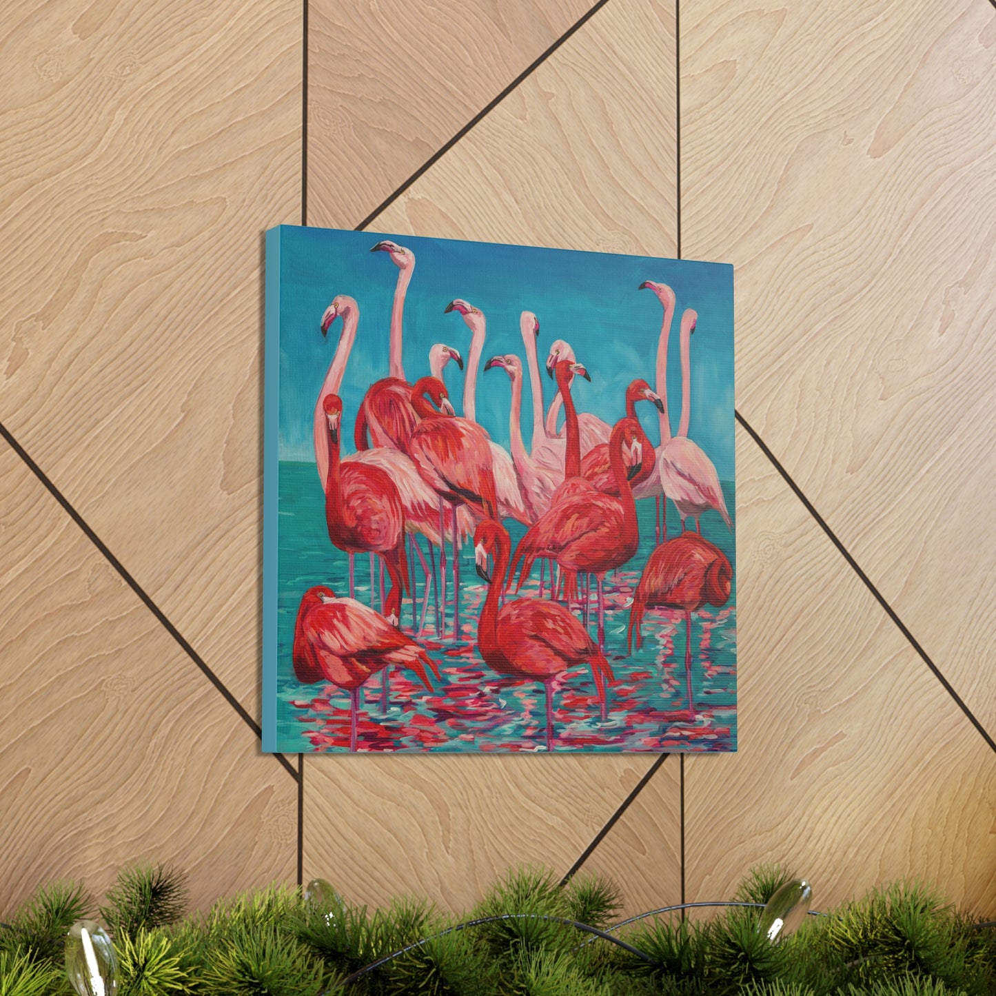 Flamboyance of Flamingos— Gallery Wrapped Canvas Reproduction