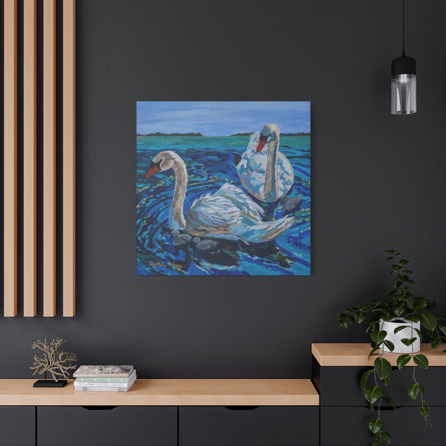 Mute Swan Family—Matte Canvas, Stretched, 1.25"