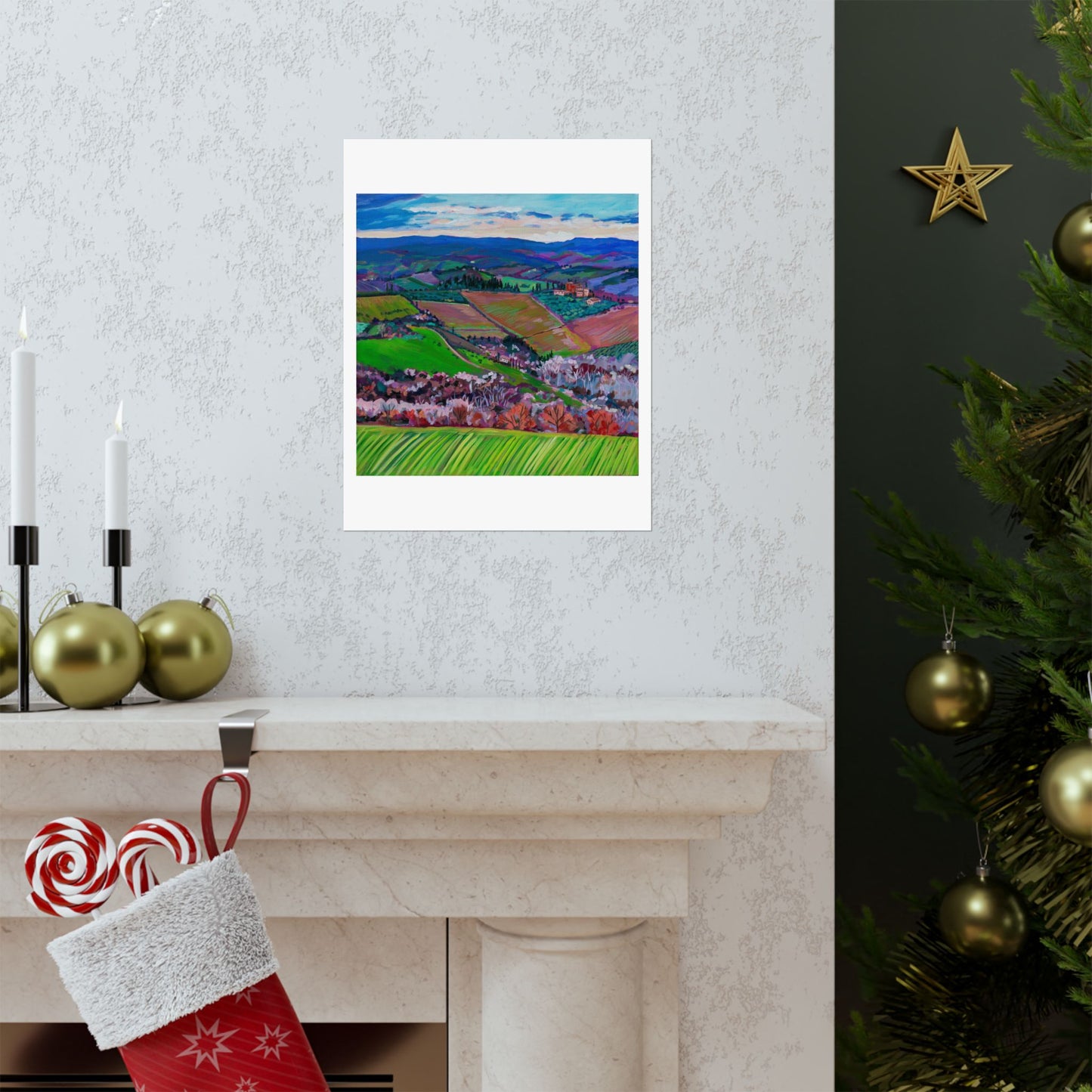 Rolling Tuscan farmland, Italy Right Panel— Matte Paper Poster Reproduction