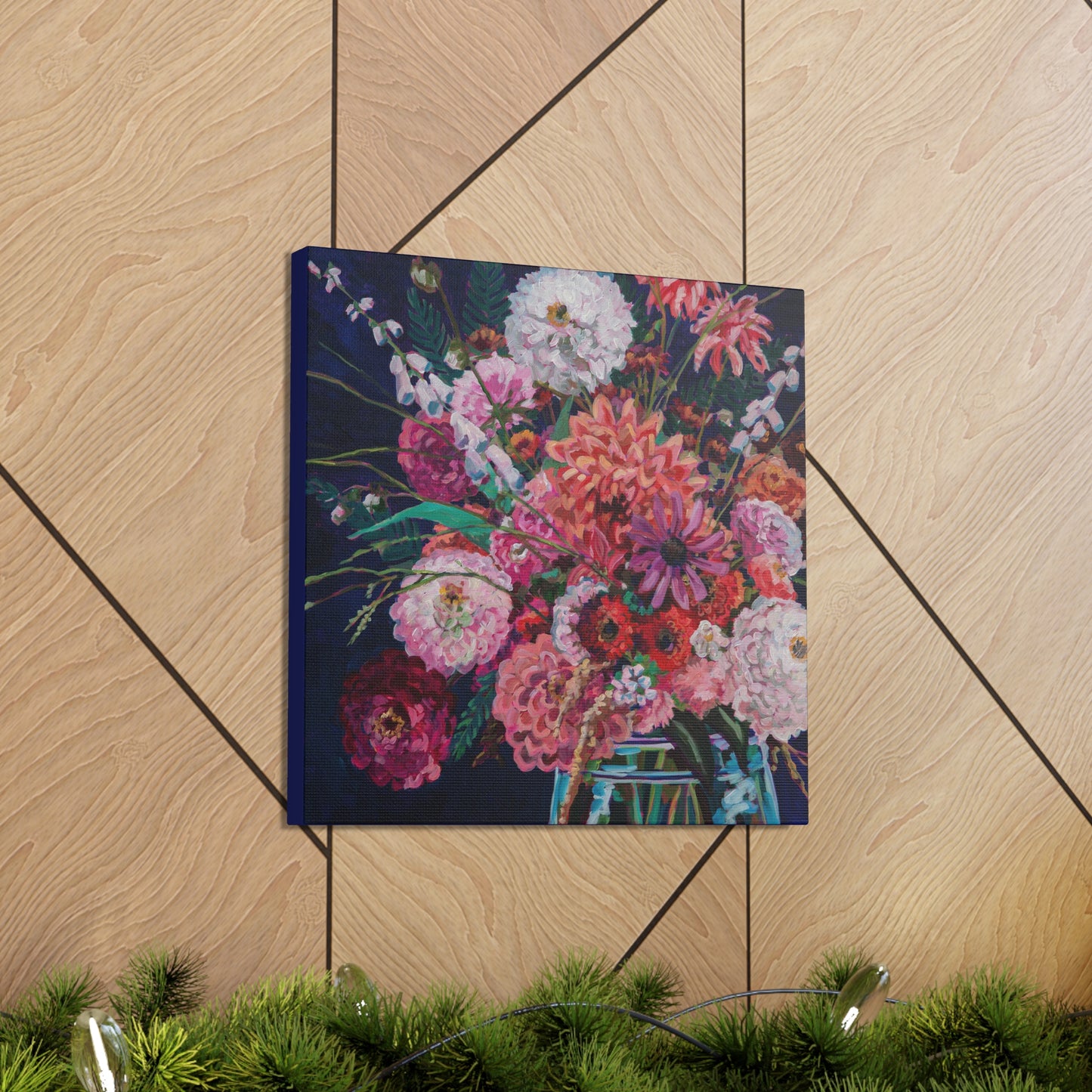 Fall Floral Still Life— Gallery Wrapped Canvas Reproduction with navy edges