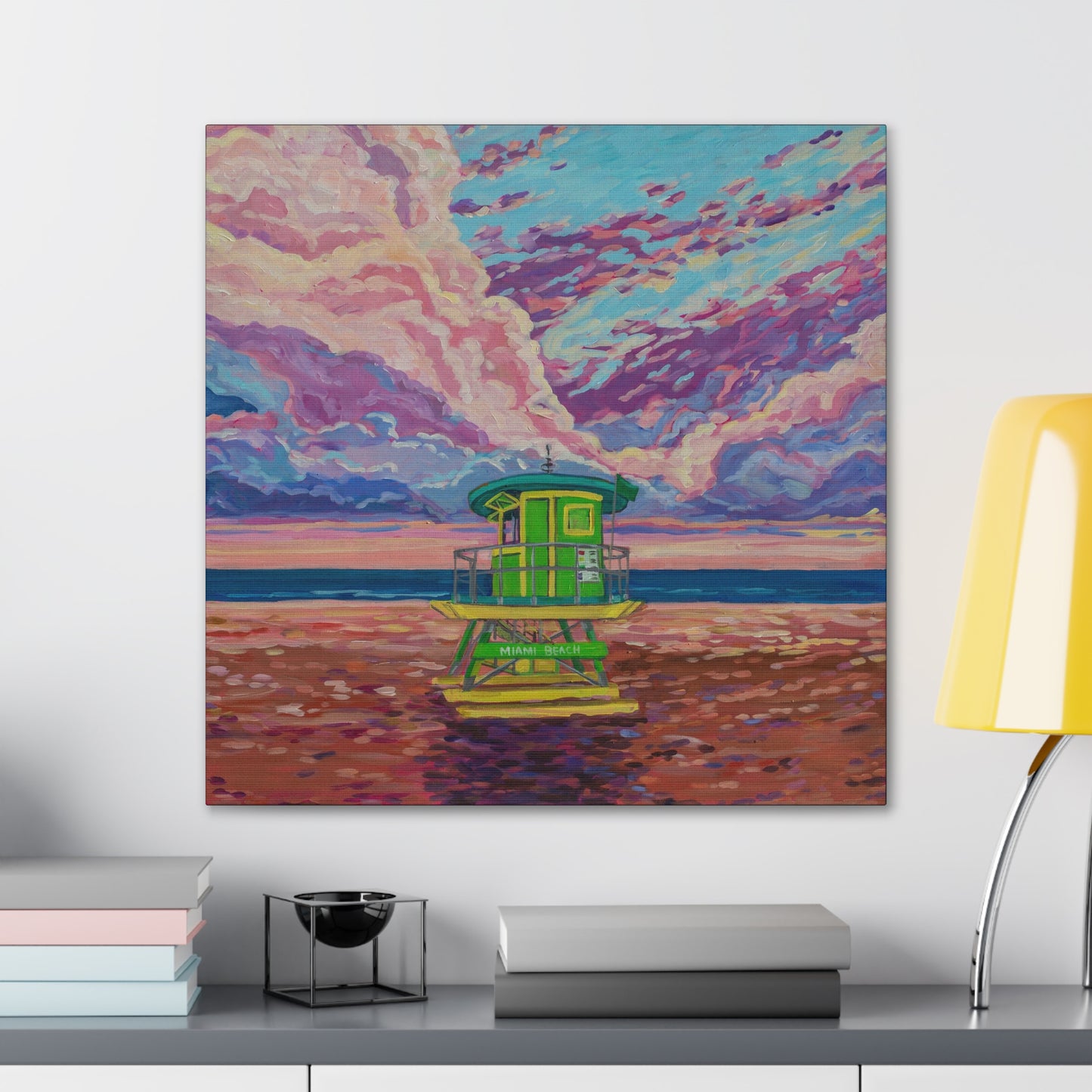 Green lifeguard station Miami Beach— Gallery Wrapped Canvas Reproductions