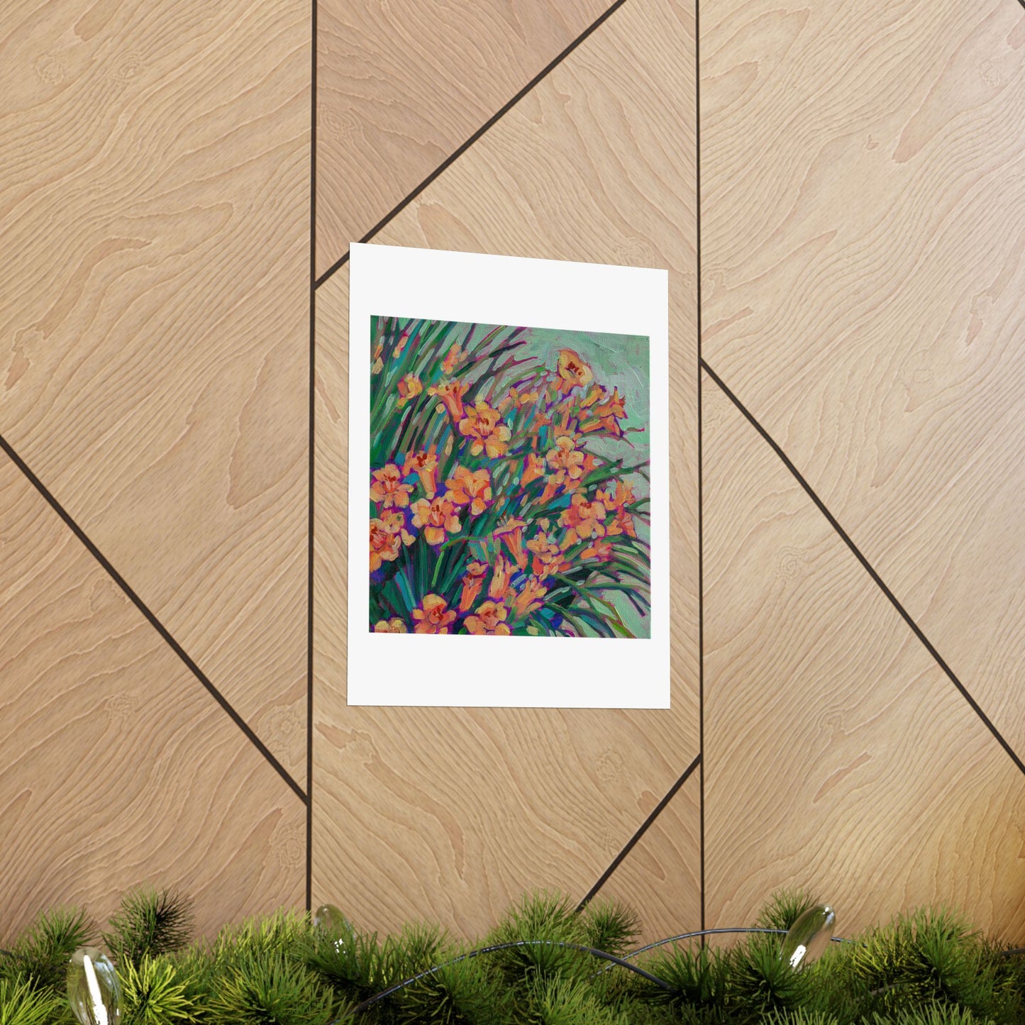 Yellow Day lilies floral— Matte Paper Poster Reproduction
