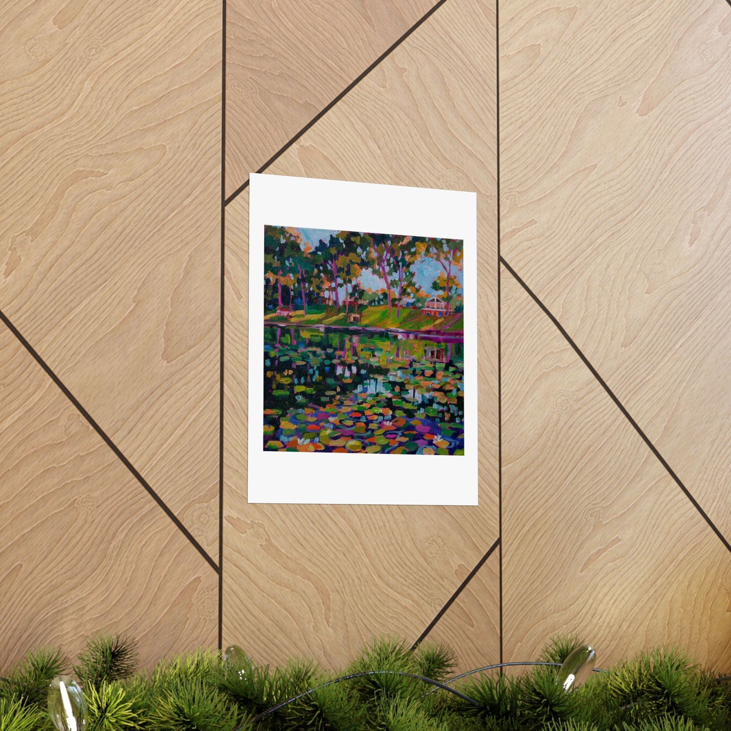 Lily pads on Pine Hill Lake— Matte Paper Poster Reproduction