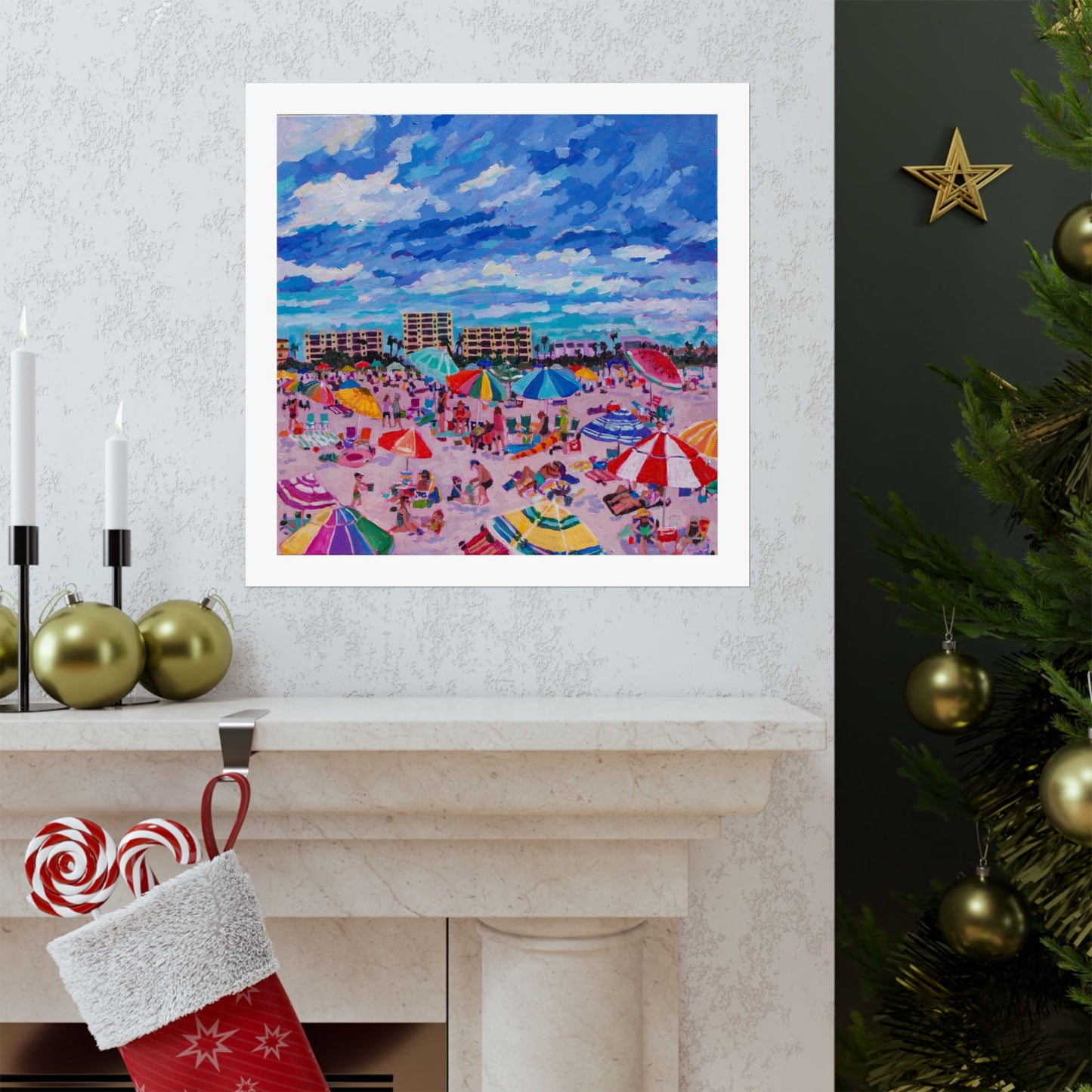 Busy Relaxing Beach Right Panel— Matte Paper Poster Reproduction