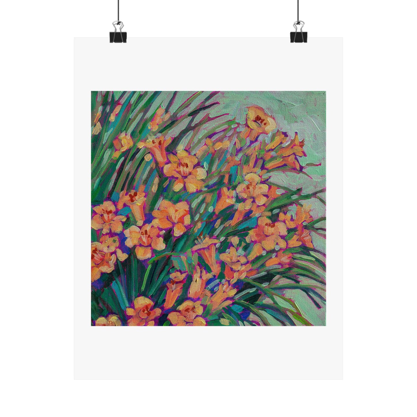 Yellow Day lilies floral— Matte Paper Poster Reproduction